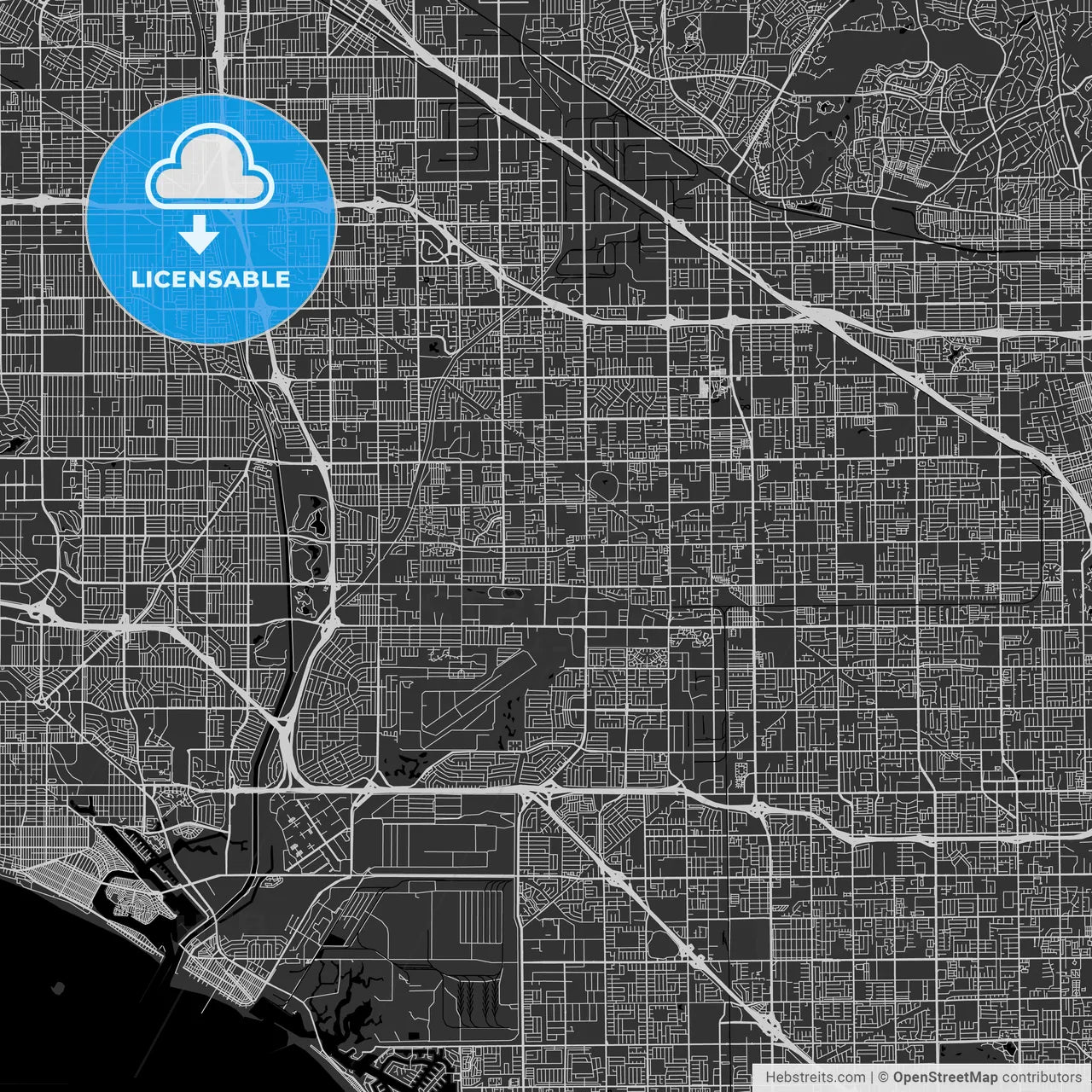 Cypress, California - Area Map - Dark