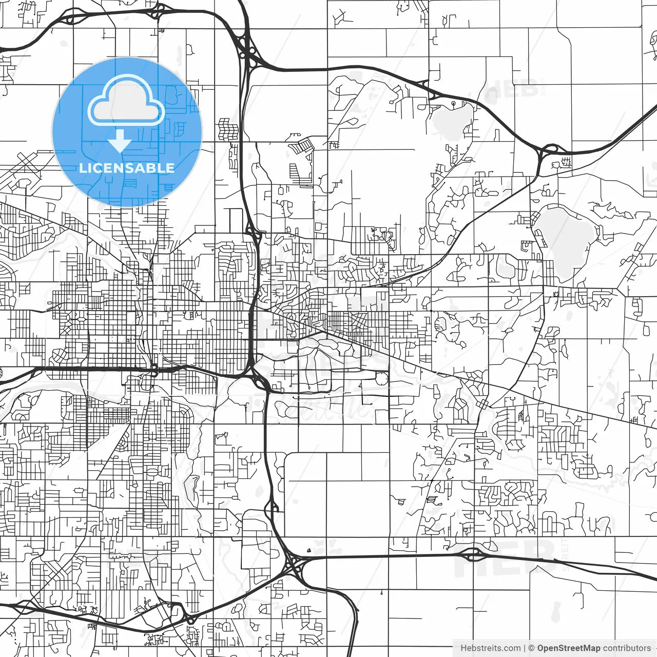 East Lansing, Michigan - Area Map - Light