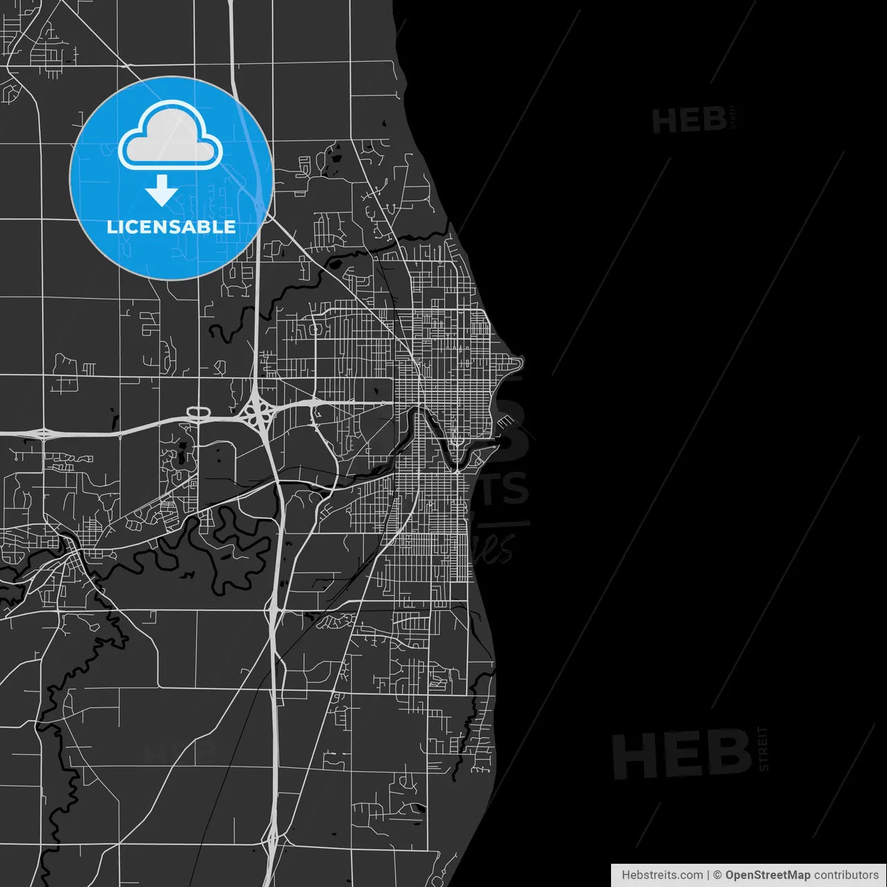 Sheboygan, Wisconsin - Area Map - Dark
