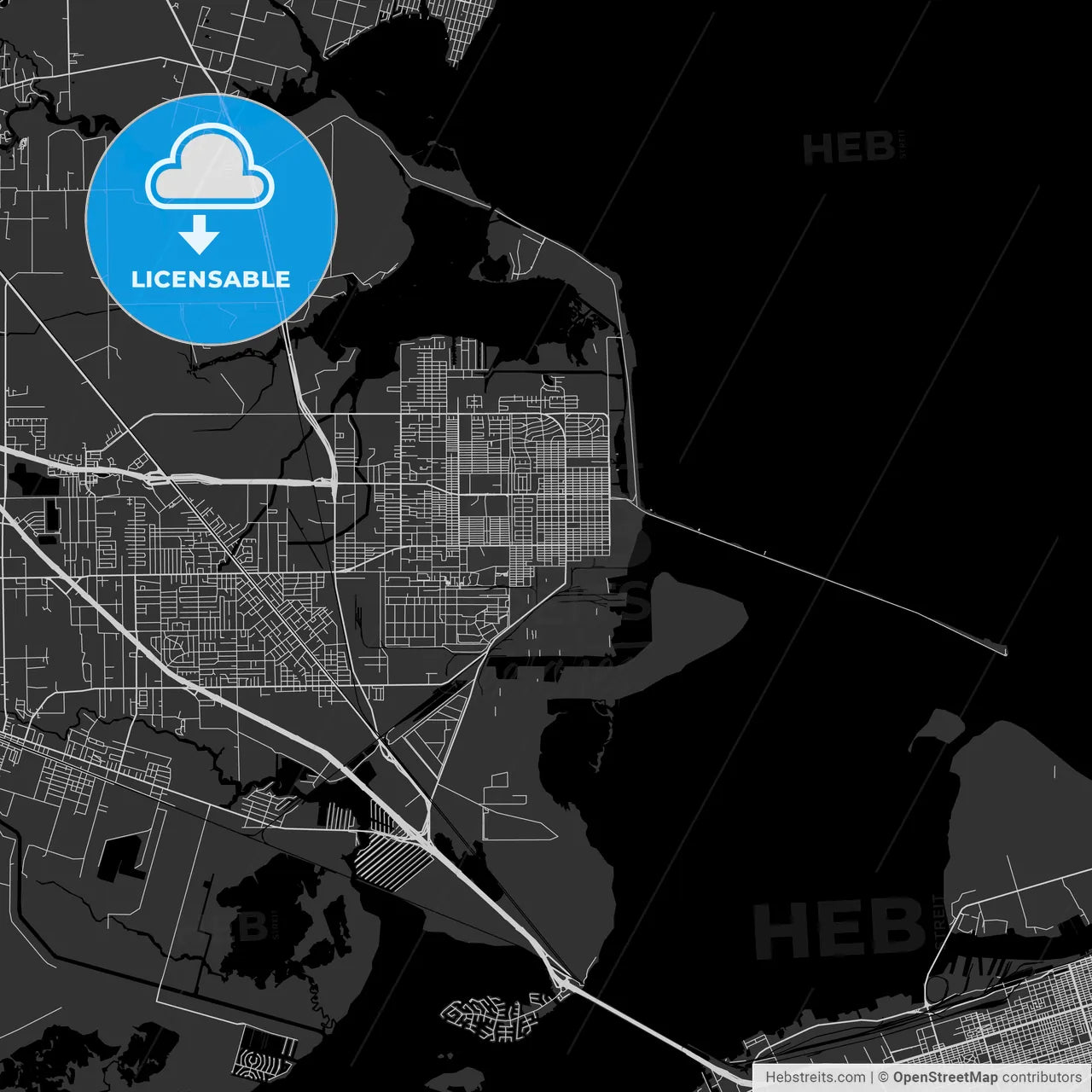 Texas City, Texas - Area Map - Dark