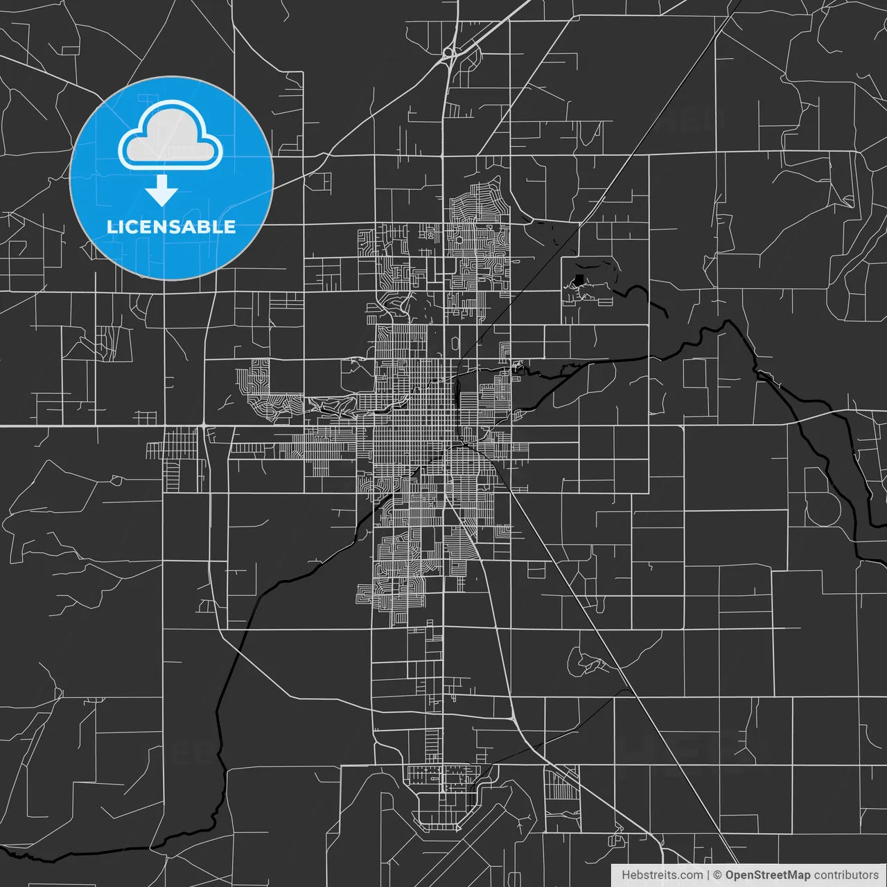 Roswell, New Mexico - Area Map - Dark