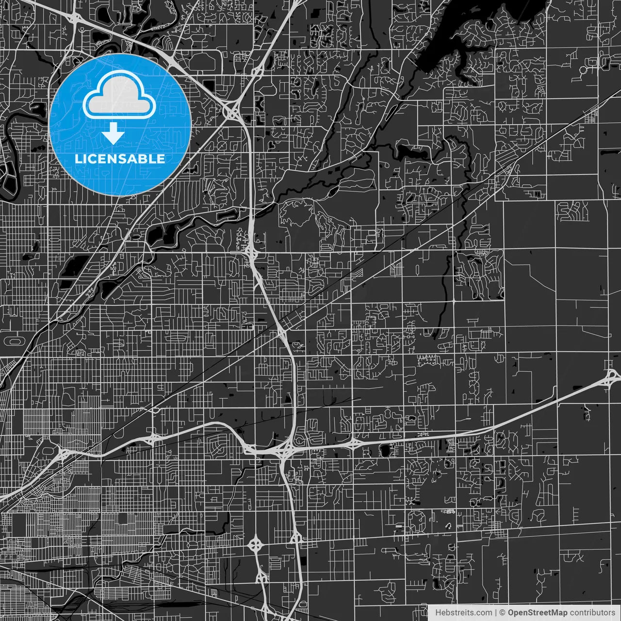 Lawrence, Indiana - Area Map - Dark