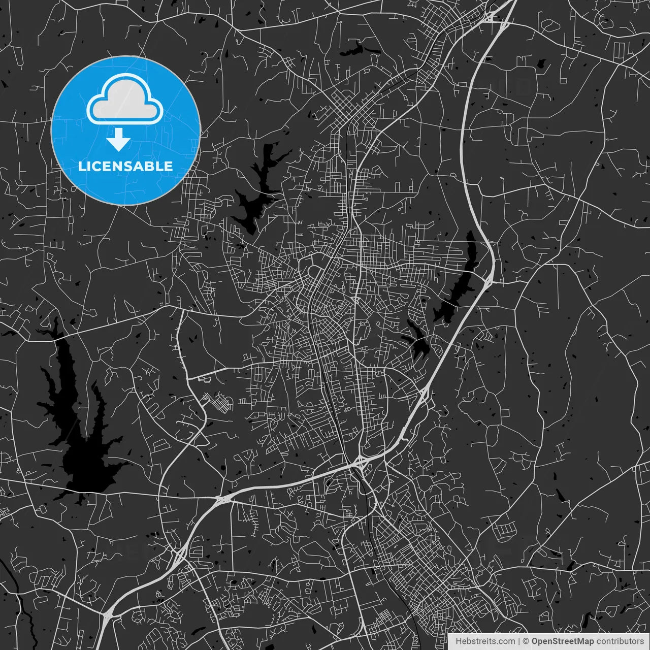 Kannapolis, North Carolina - Area Map - Dark