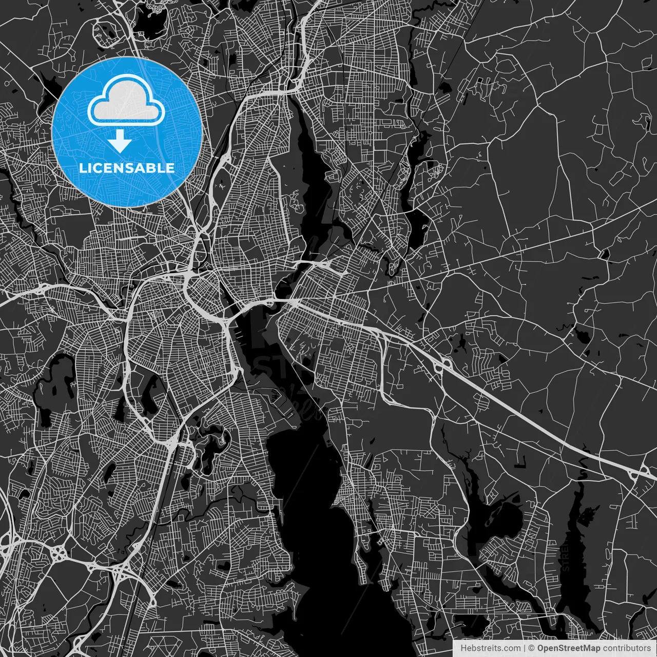 East Providence, Rhode Island - Area Map - Dark
