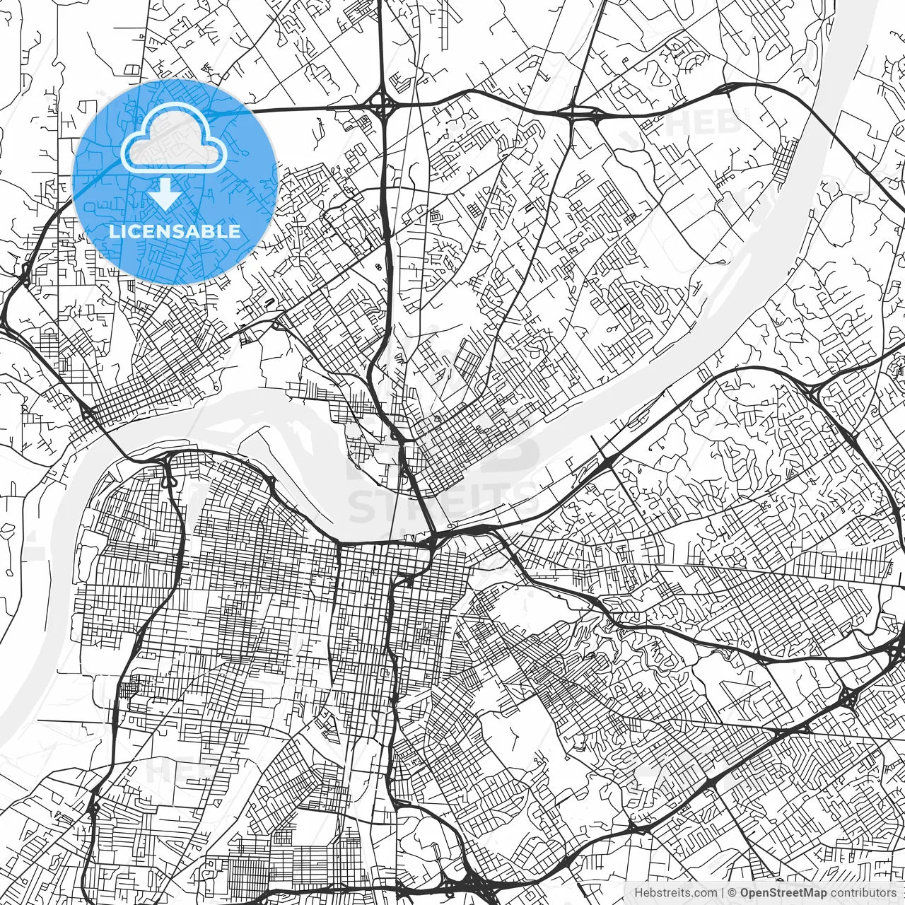 Jeffersonville, Indiana - Area Map - Light