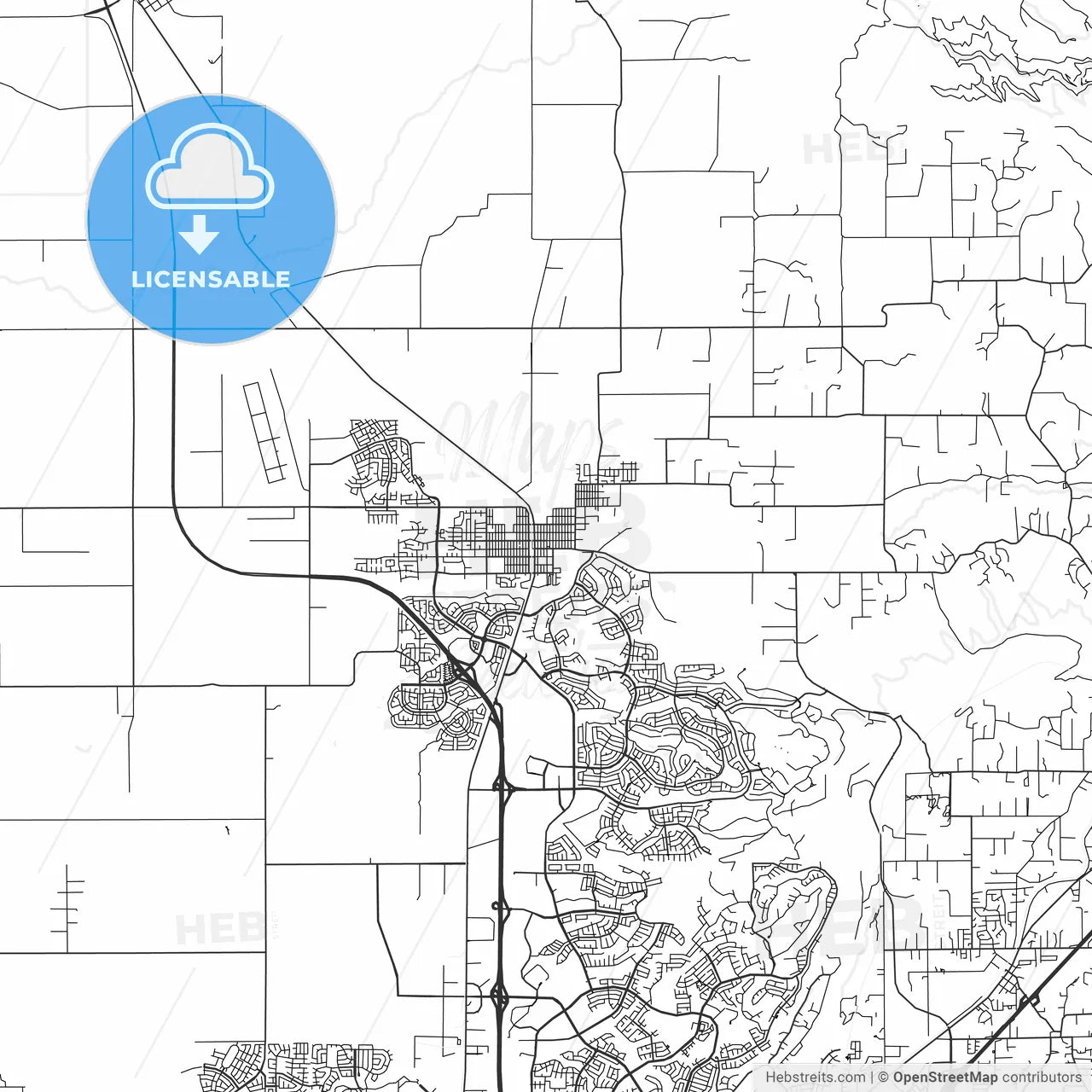 Lincoln, California - Area Map - Light