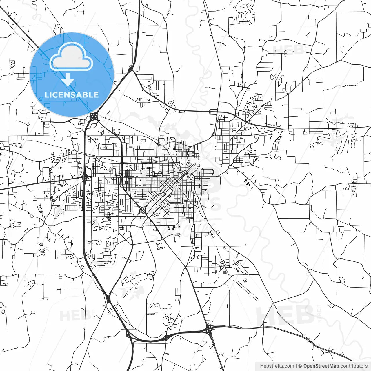 Hattiesburg, Mississippi - Area Map - Light