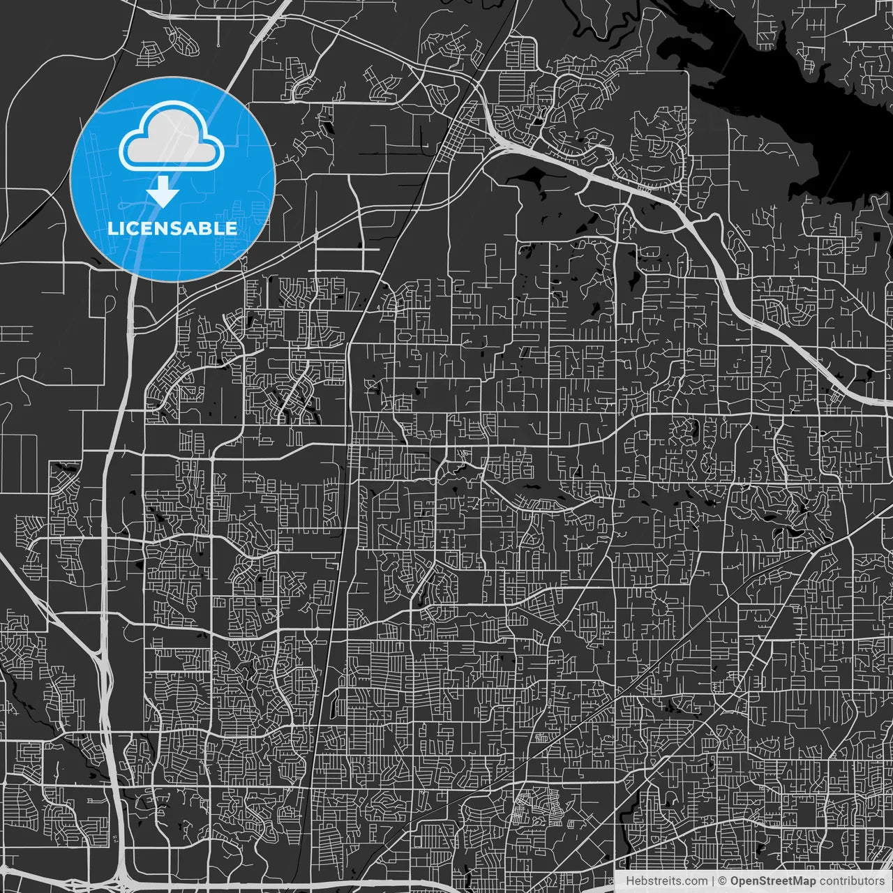 Keller, Texas - Area Map - Dark