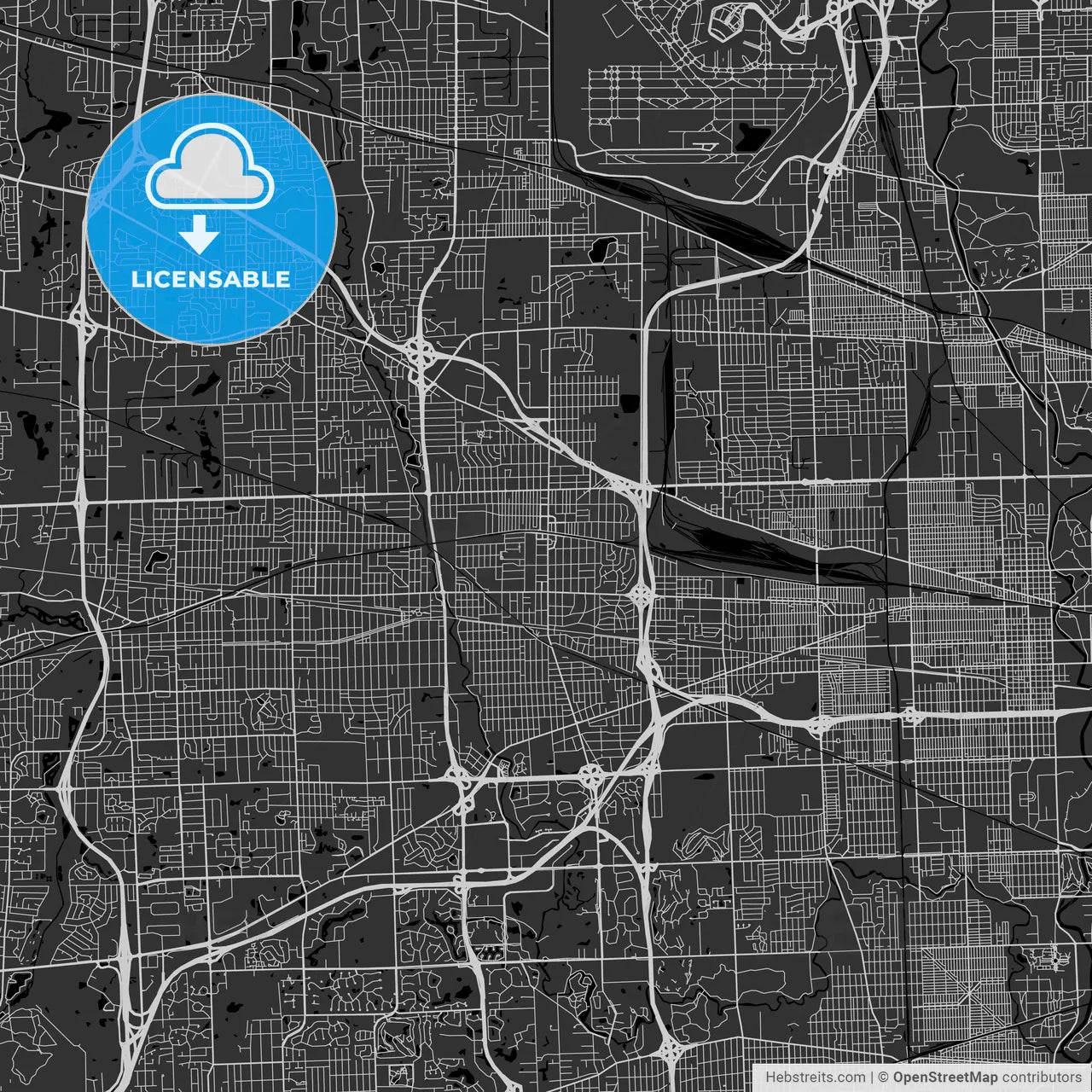Elmhurst, Illinois - Area Map - Dark