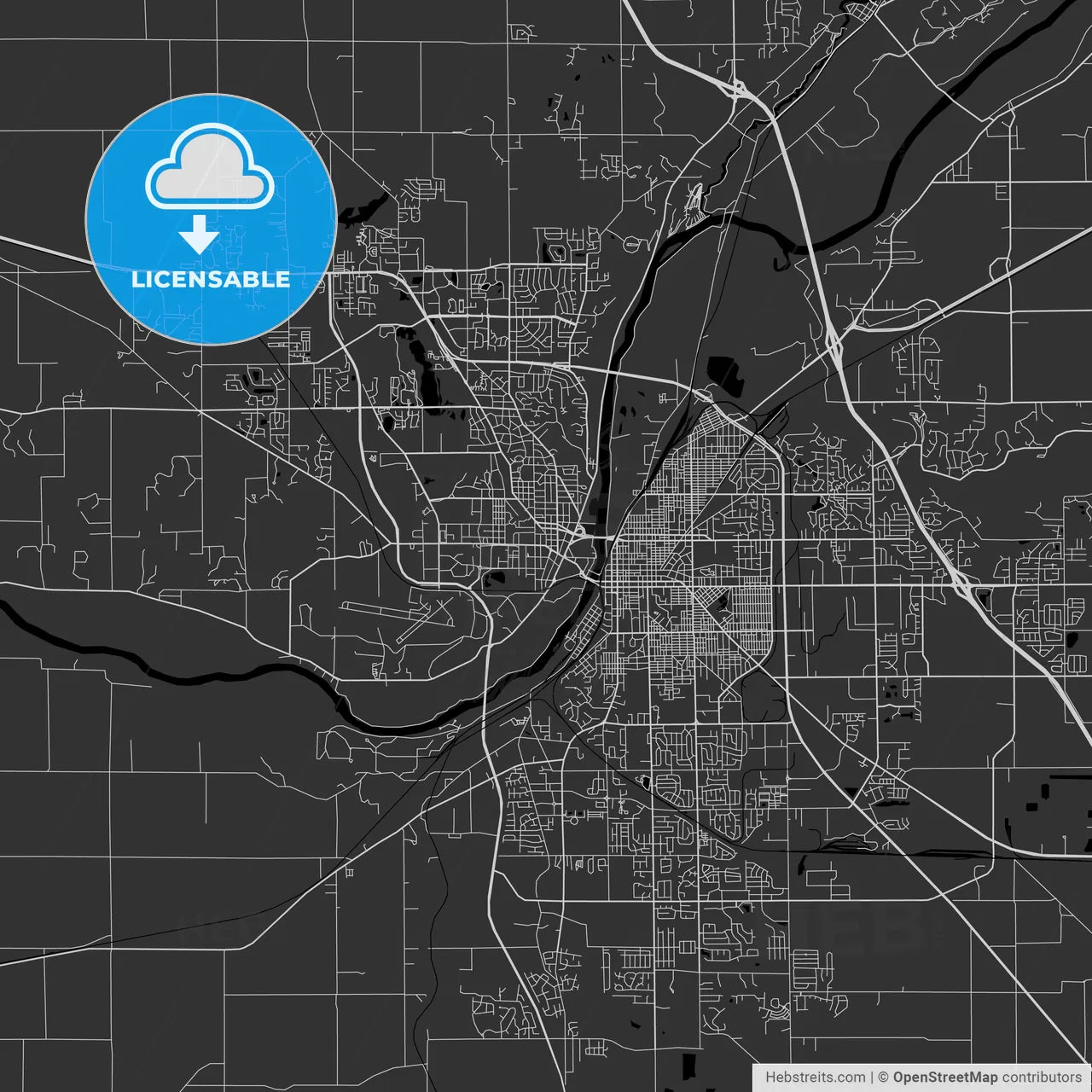 West Lafayette, Indiana - Area Map - Dark