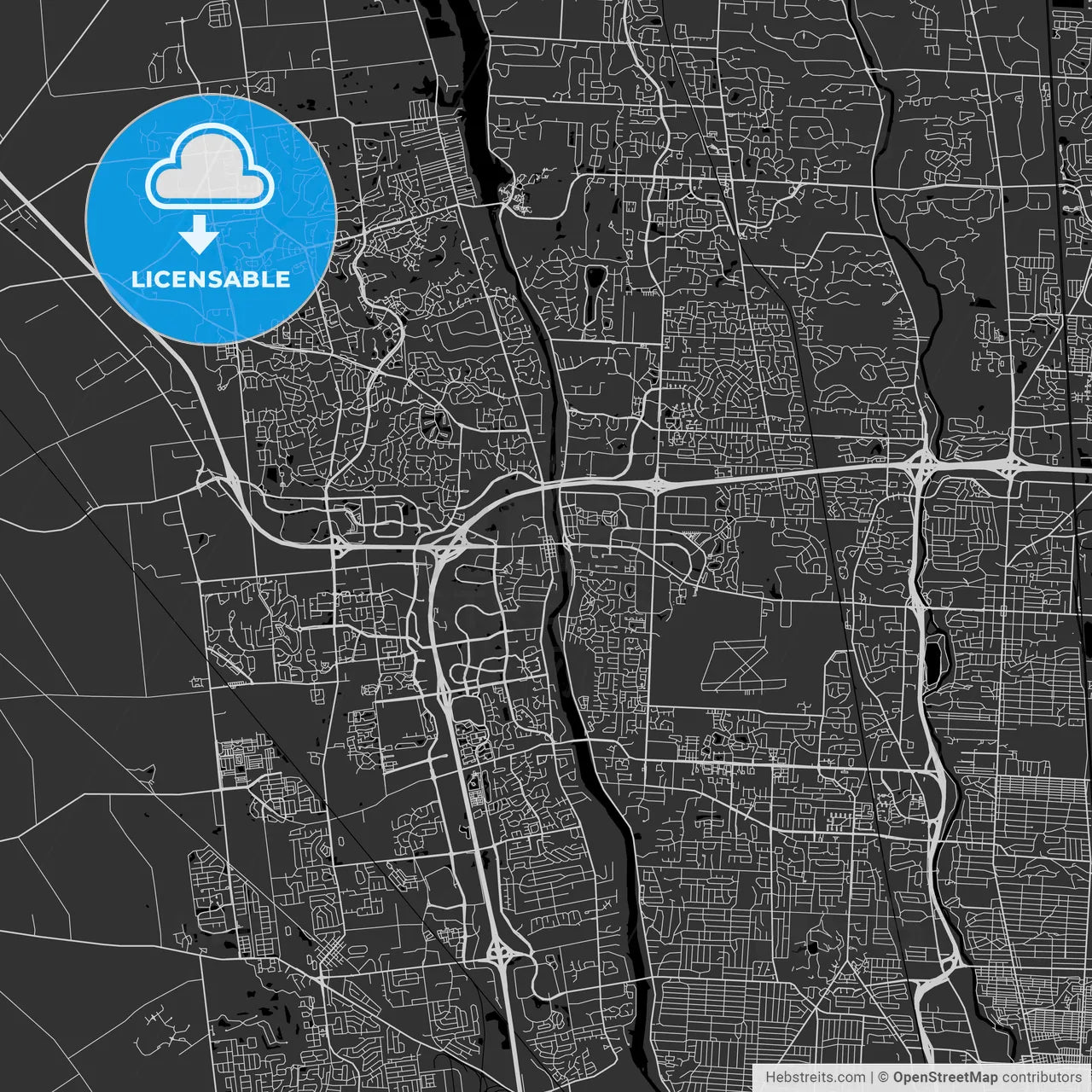 Dublin, Ohio - Area Map - Dark