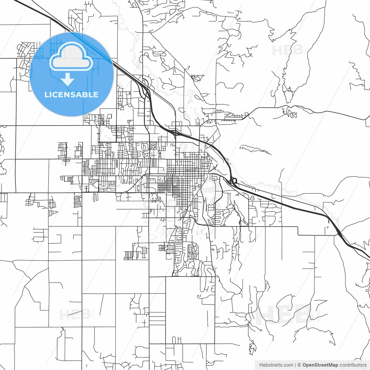 Bozeman, Montana - Area Map - Light
