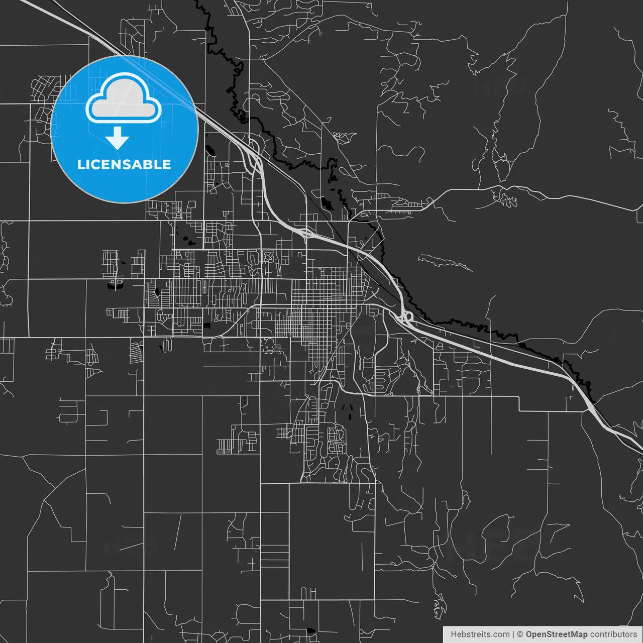 Bozeman, Montana - Area Map - Dark
