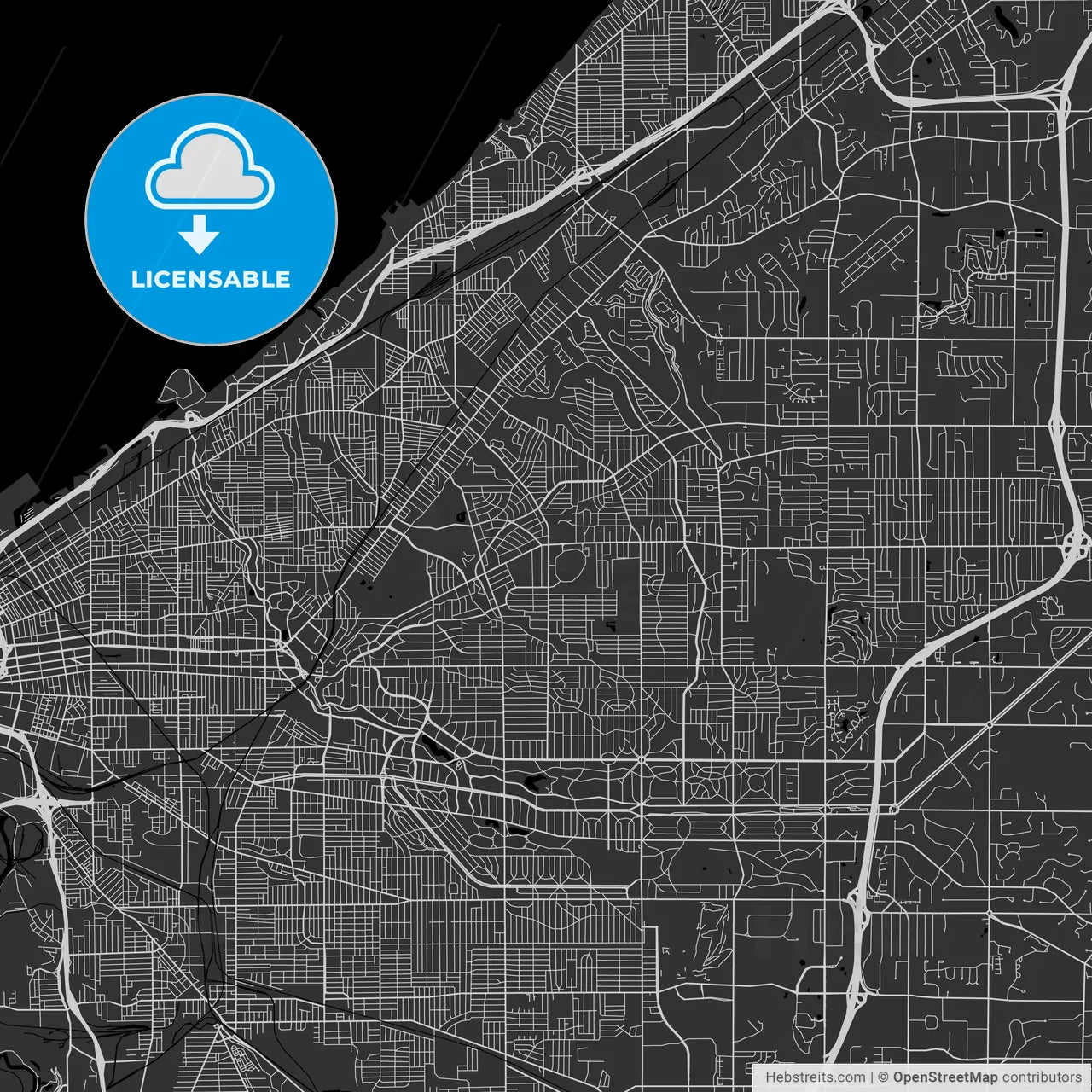 Cleveland Heights, Ohio - Area Map - Dark