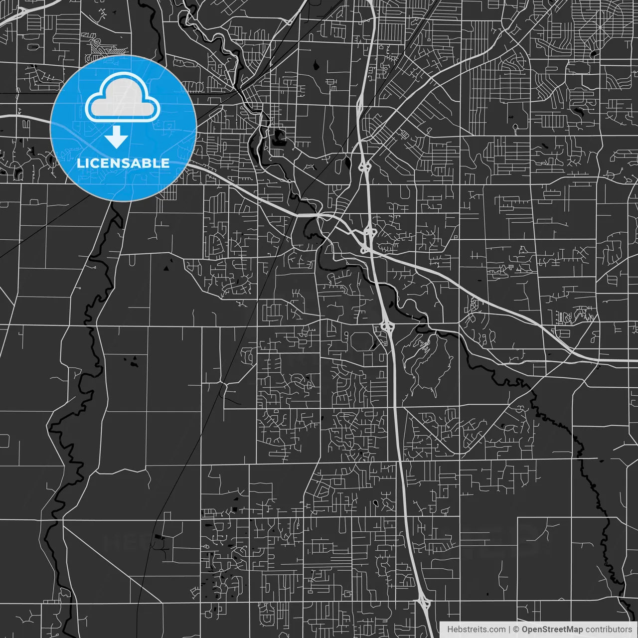 Strongsville, Ohio - Area Map - Dark