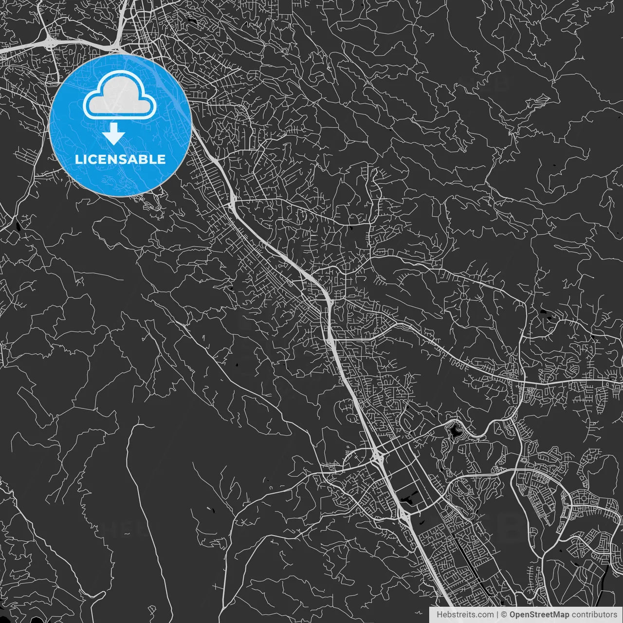 Danville, California - Area Map - Dark