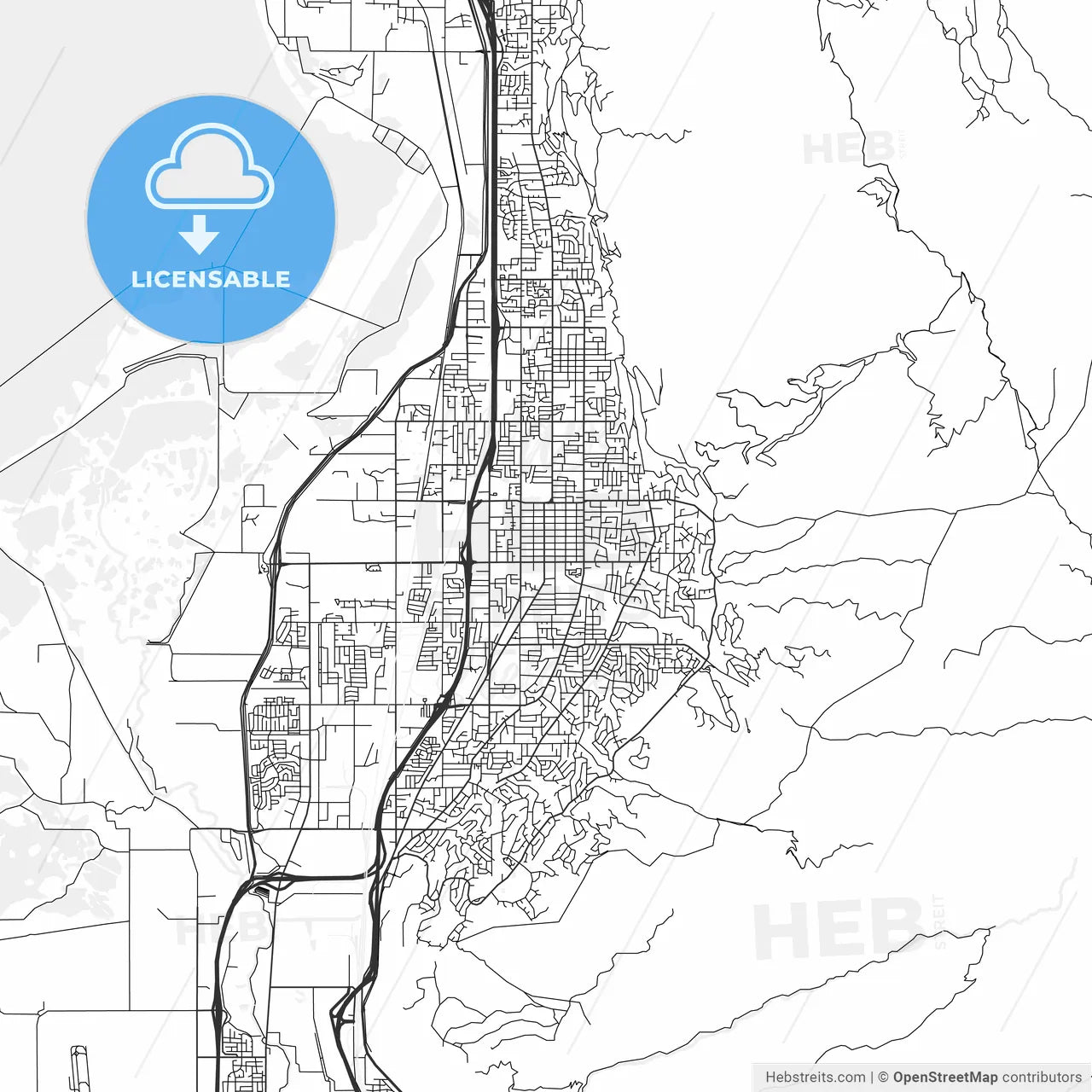 Bountiful, Utah - Area Map - Light