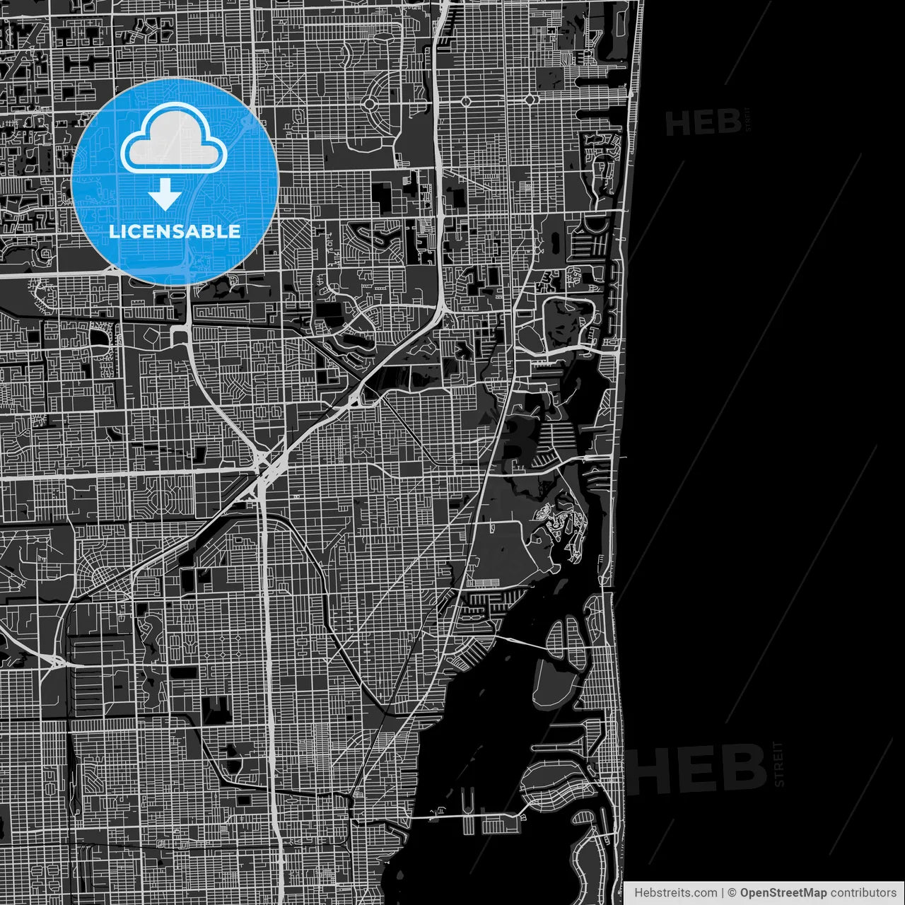 North Miami Beach, Florida - Area Map - Dark
