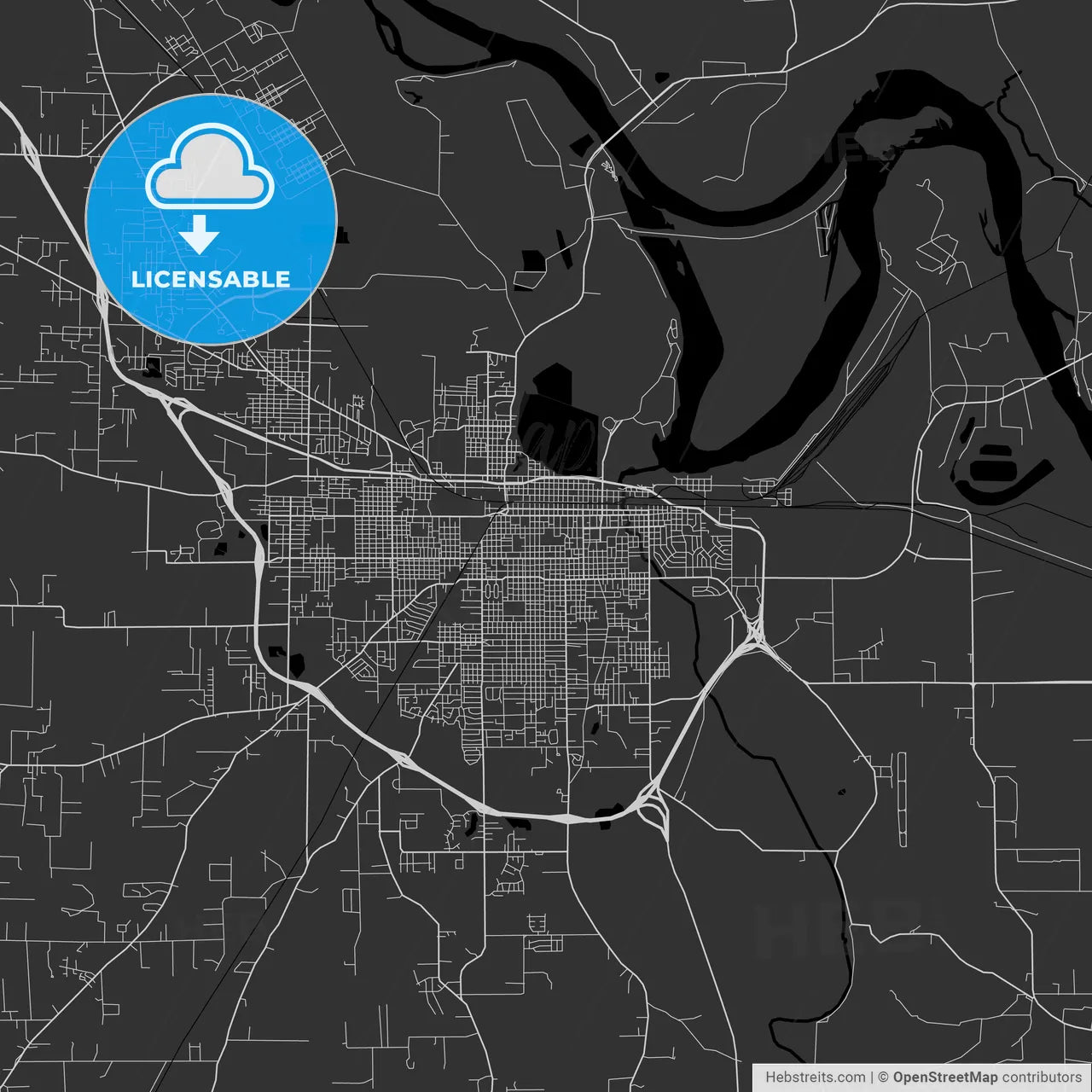Pine Bluff, Arkansas - Area Map - Dark