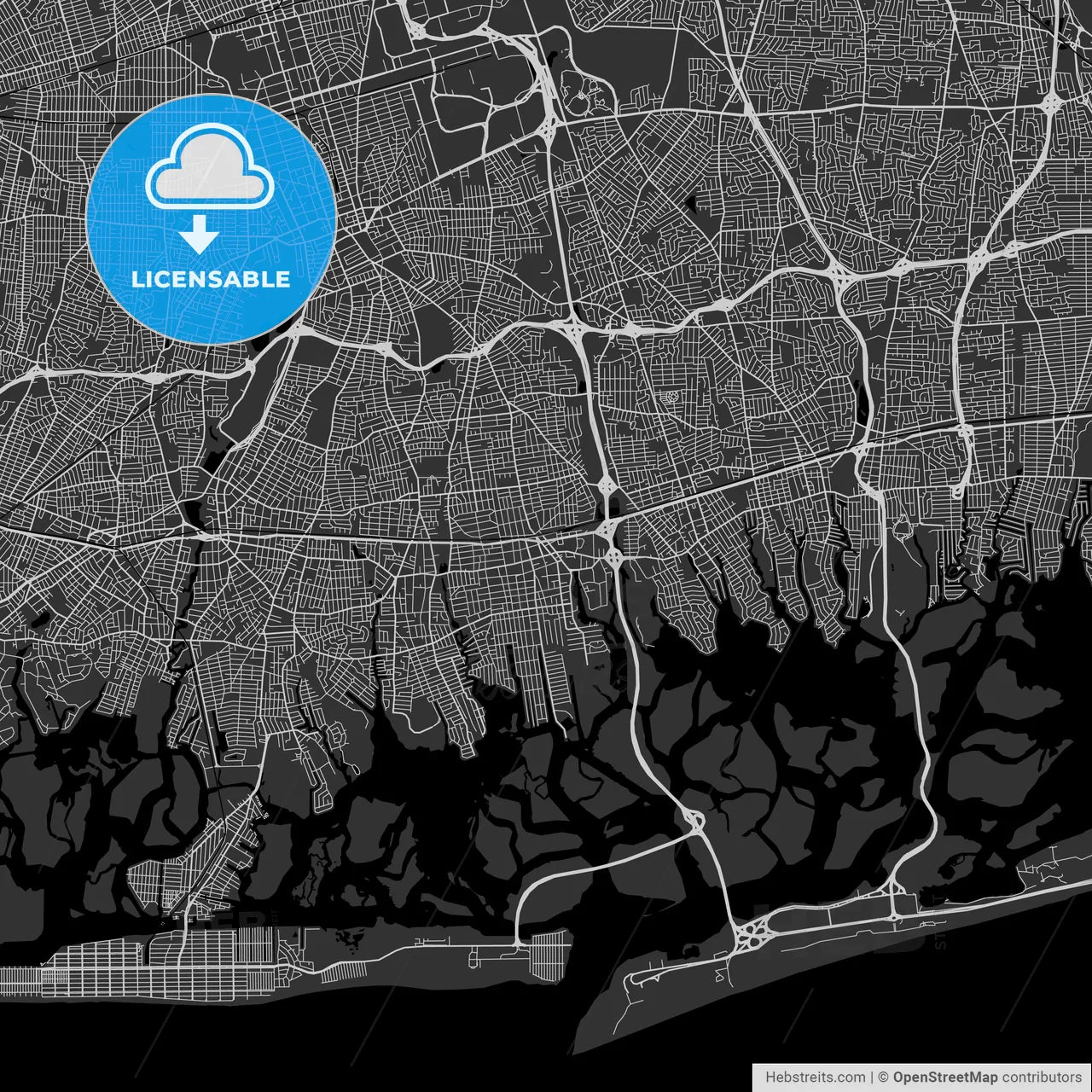 Freeport, New York - Area Map - Dark