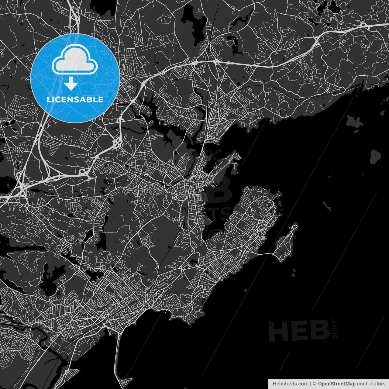 Salem, Massachusetts - Area Map - Dark