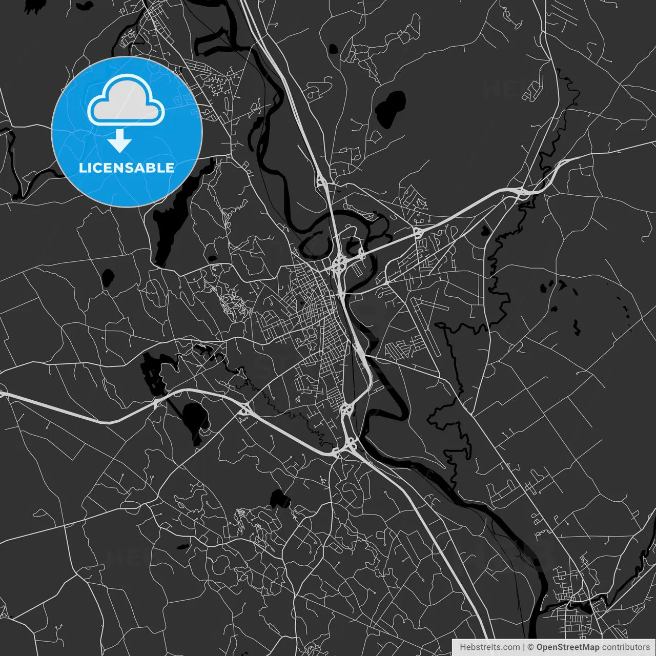 Concord, New Hampshire - Area Map - Dark