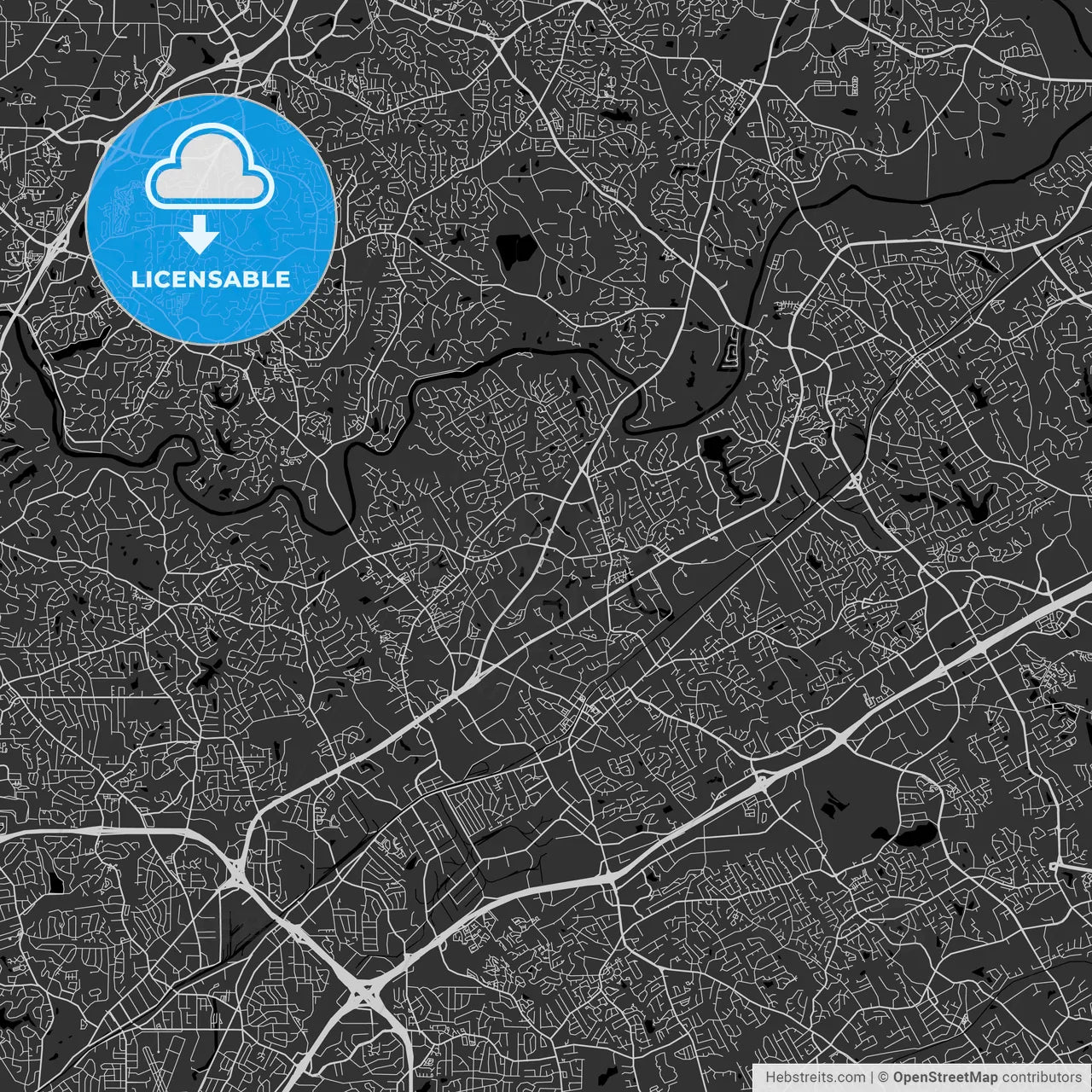 Peachtree Corners, Georgia - Area Map - Dark