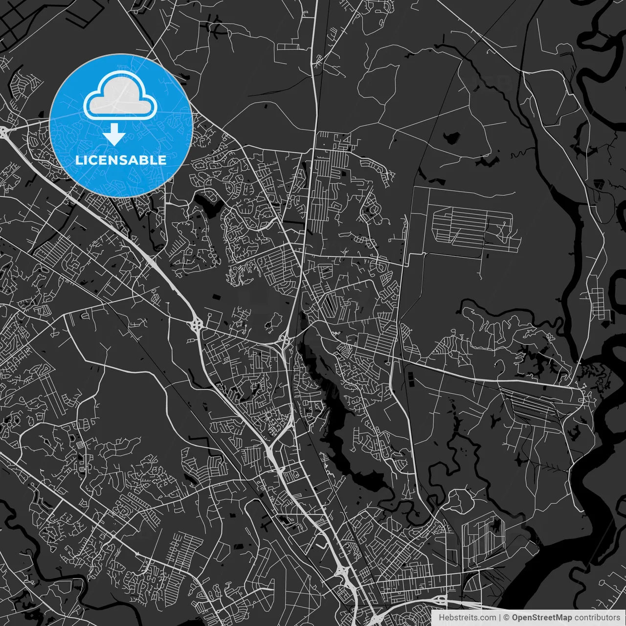 Goose Creek, South Carolina - Area Map - Dark