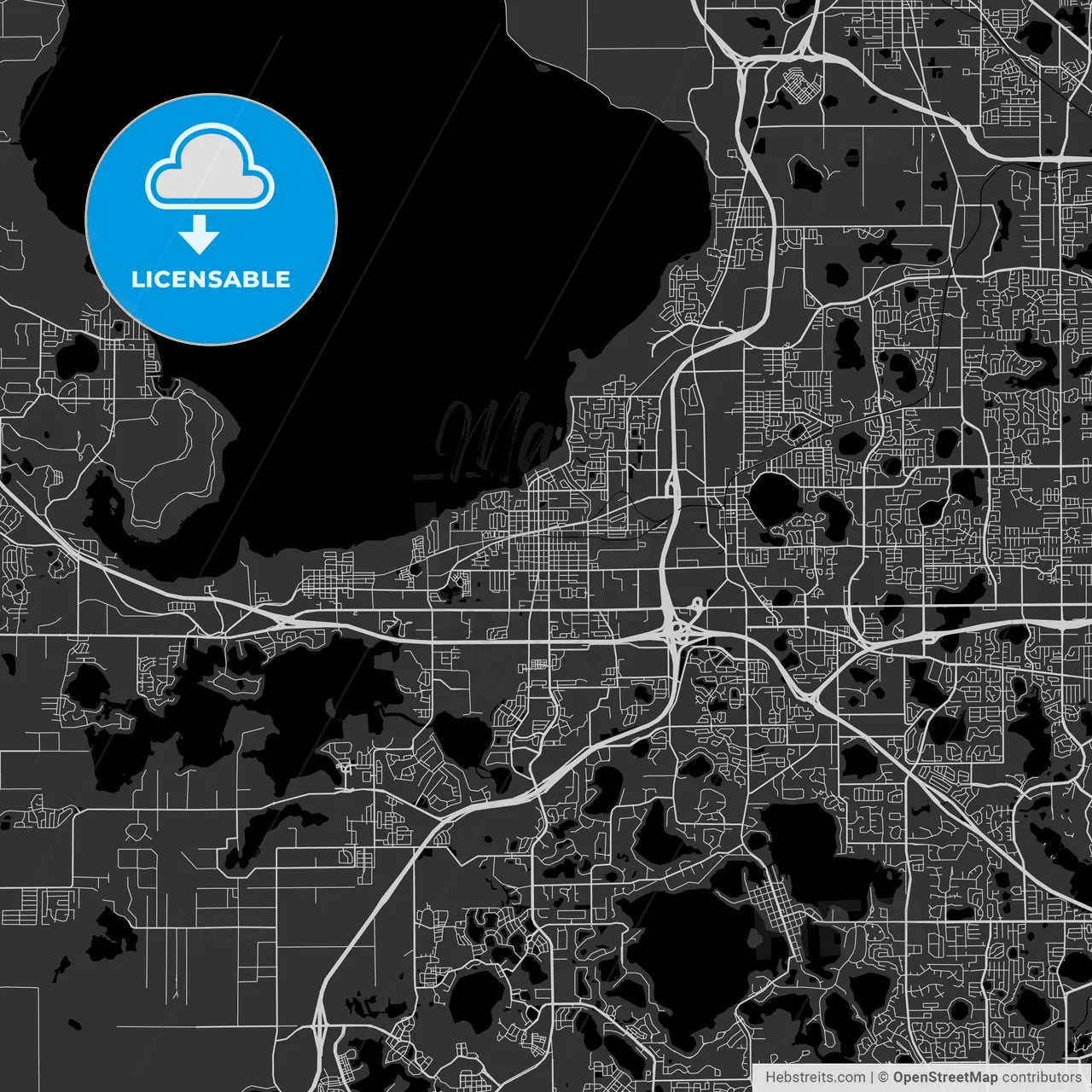 Winter Garden, Florida - Area Map - Dark