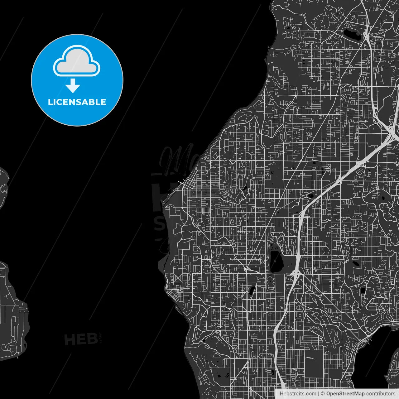 Edmonds, Washington - Area Map - Dark