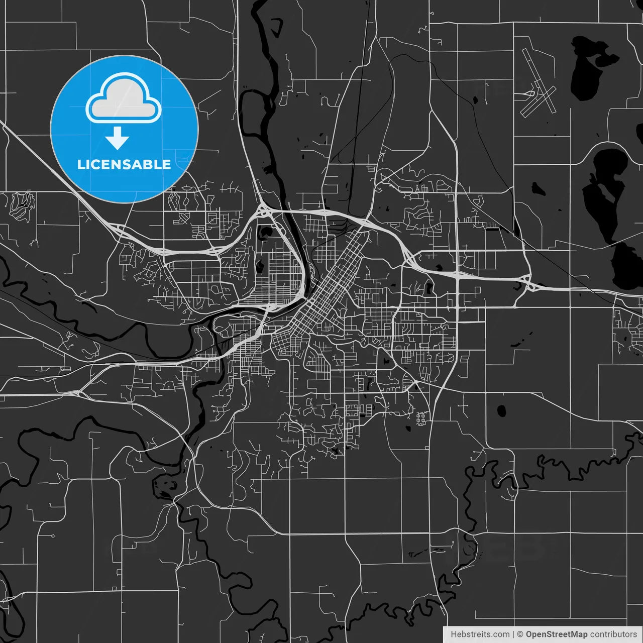Mankato, Minnesota - Area Map - Dark