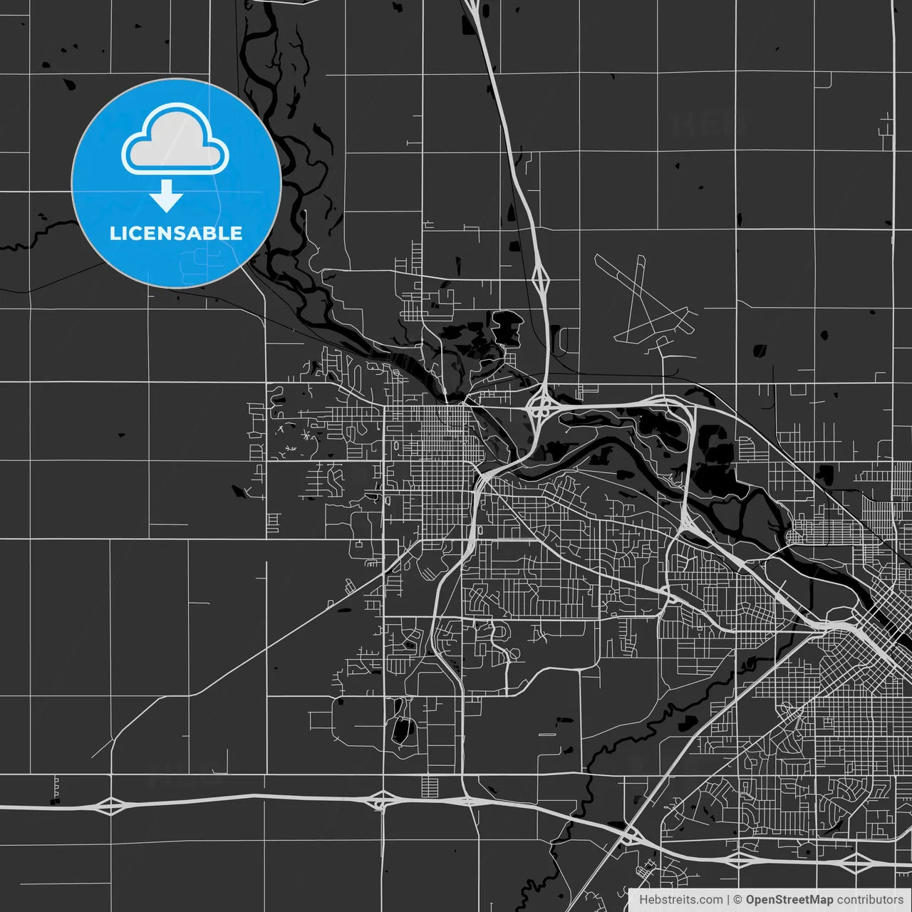 Cedar Falls, Iowa - Area Map - Dark