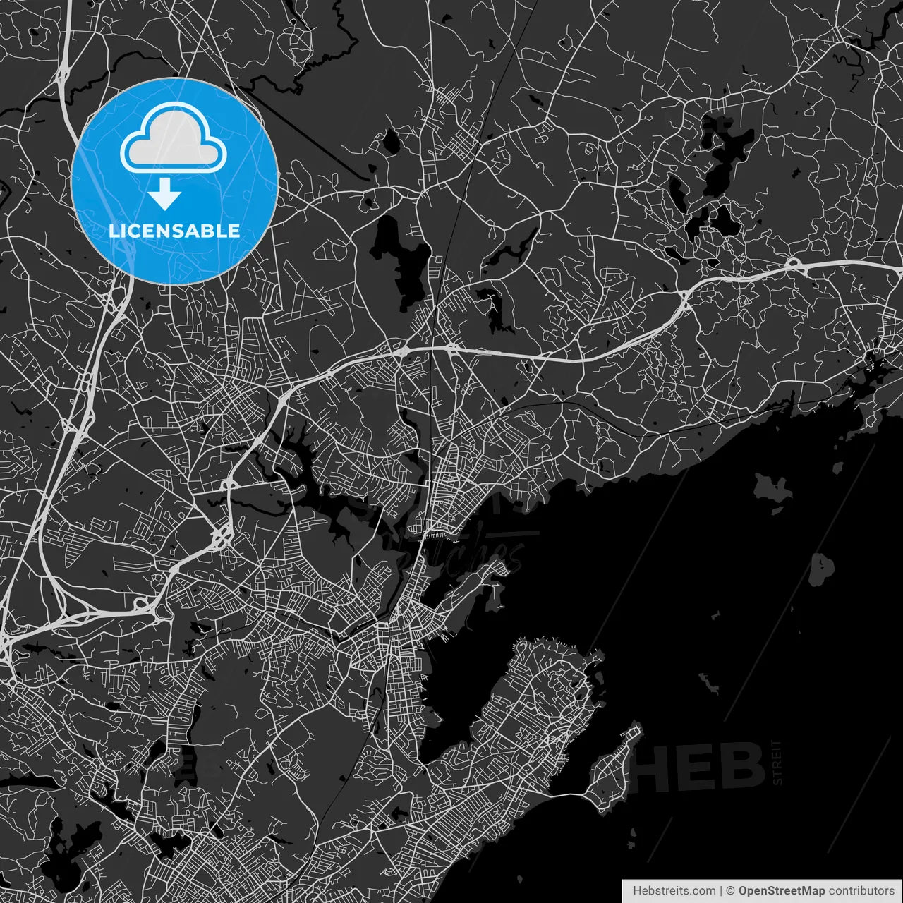 Beverly, Massachusetts - Area Map - Dark