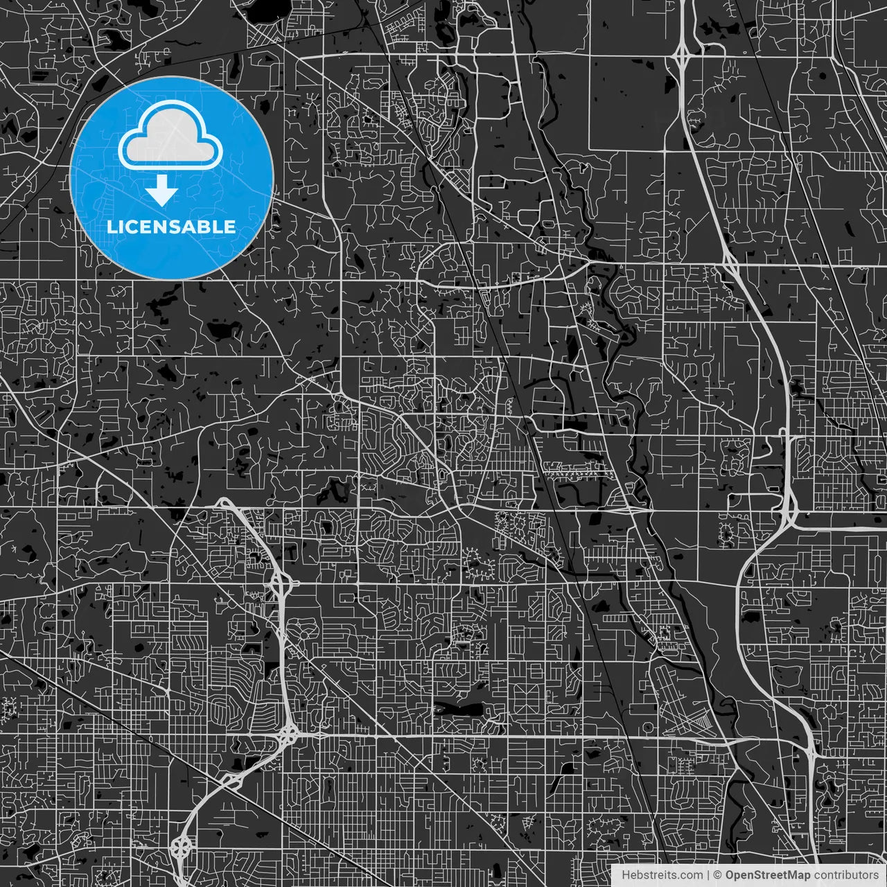 Buffalo Grove, Illinois - Area Map - Dark