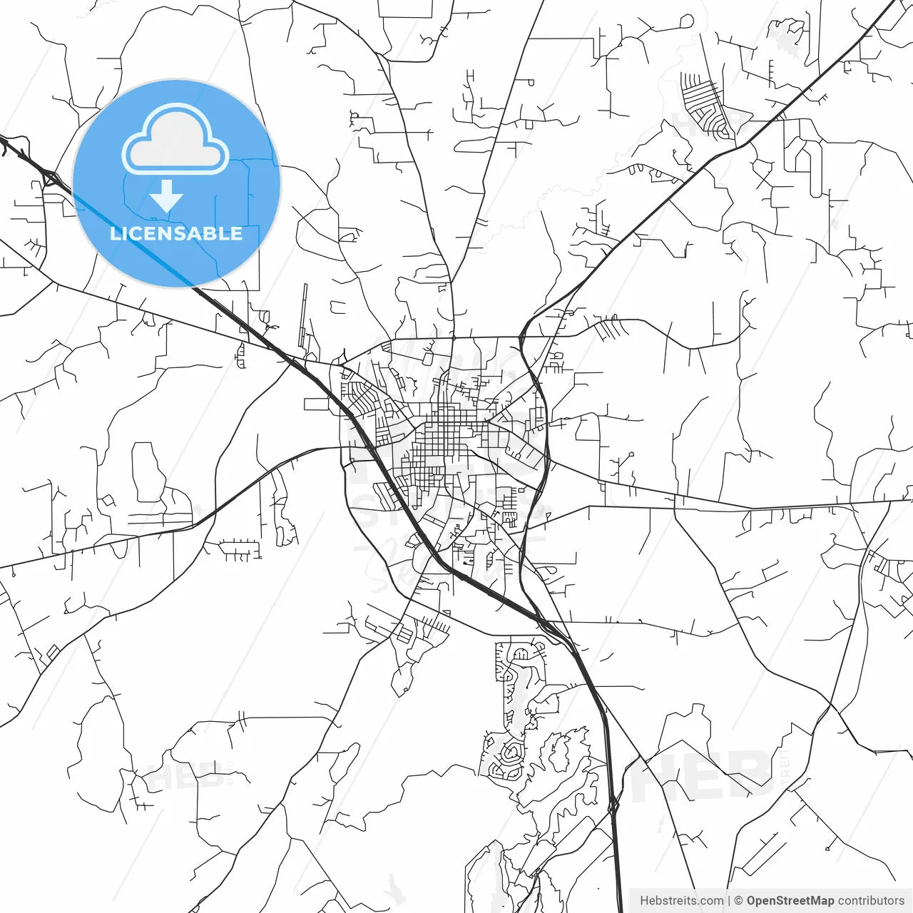 Huntsville, Texas - Area Map - Light
