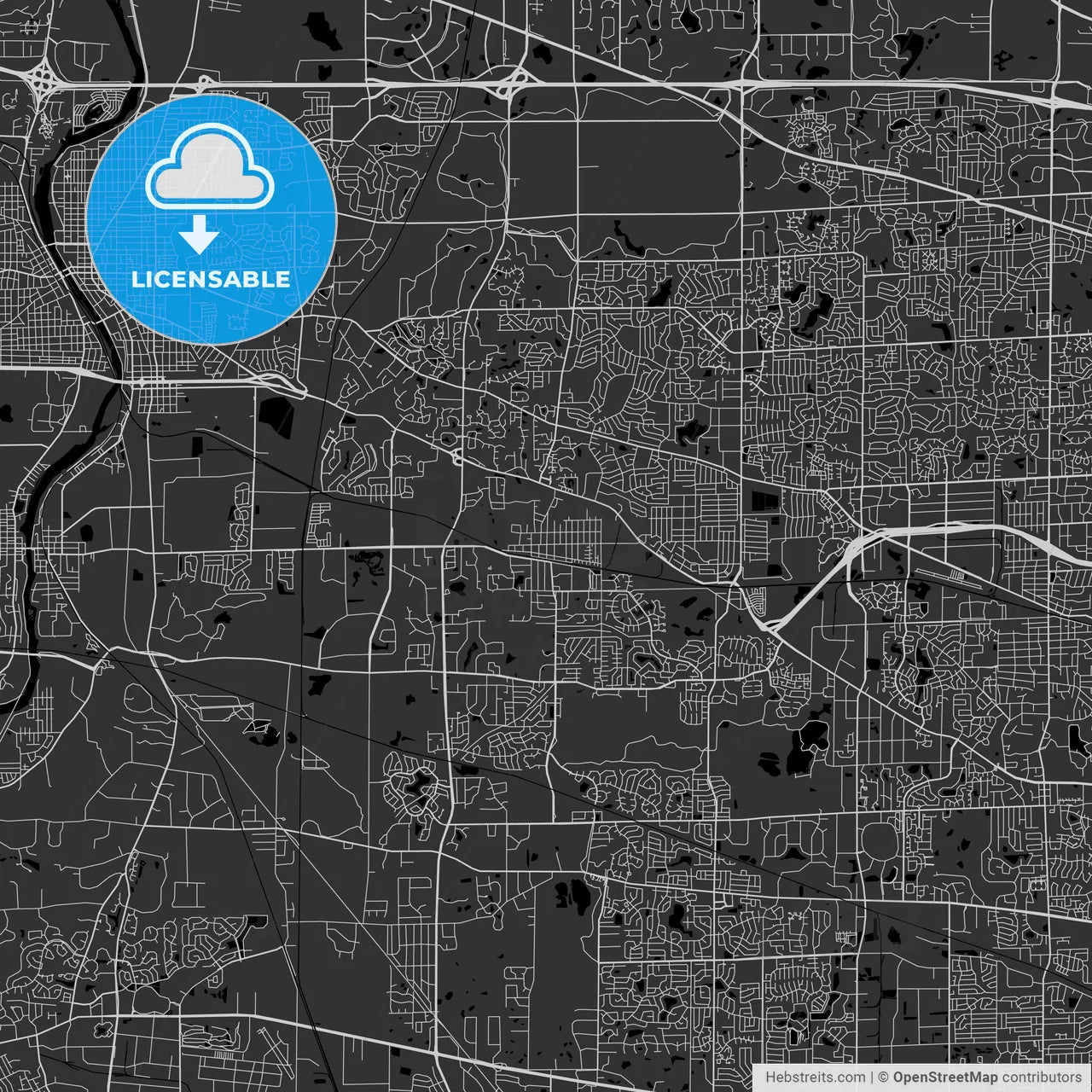 Bartlett, Illinois - Area Map - Dark