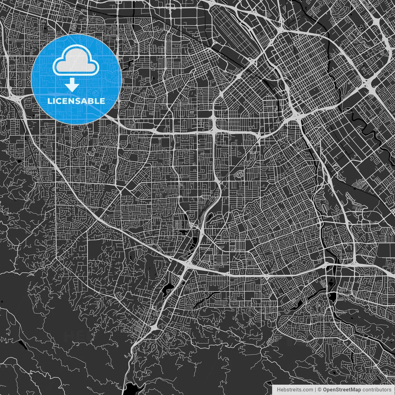 Campbell, California - Area Map - Dark