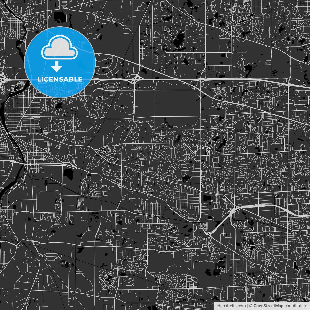 Streamwood, Illinois - Area Map - Dark
