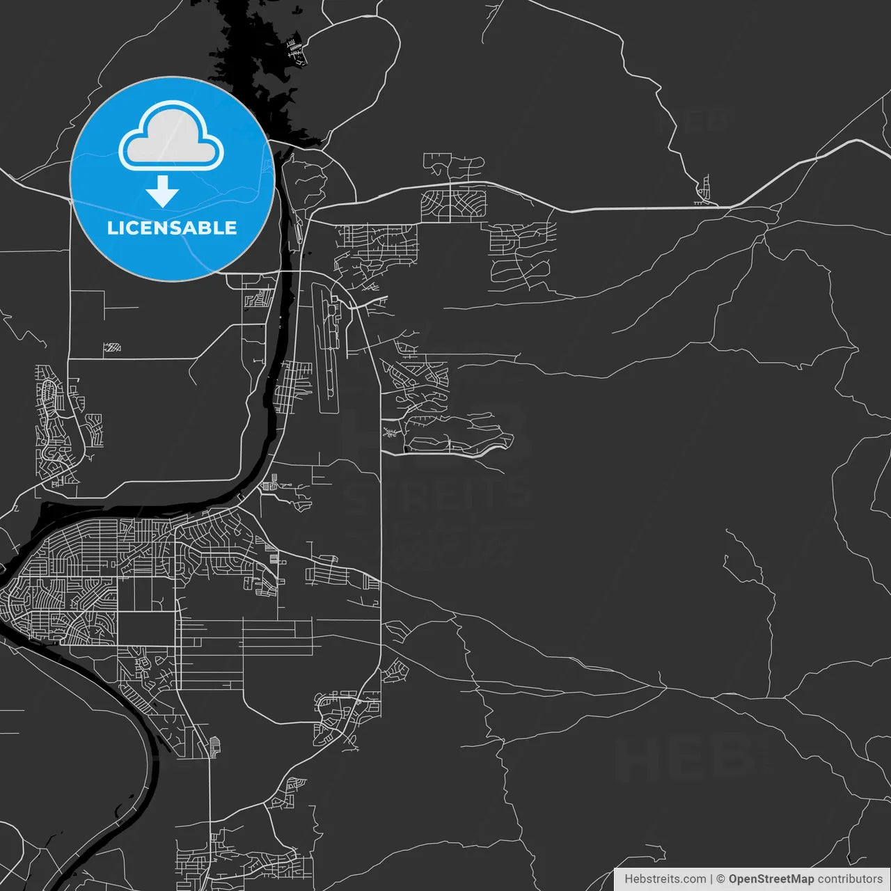 Bullhead City, Arizona - Area Map - Dark