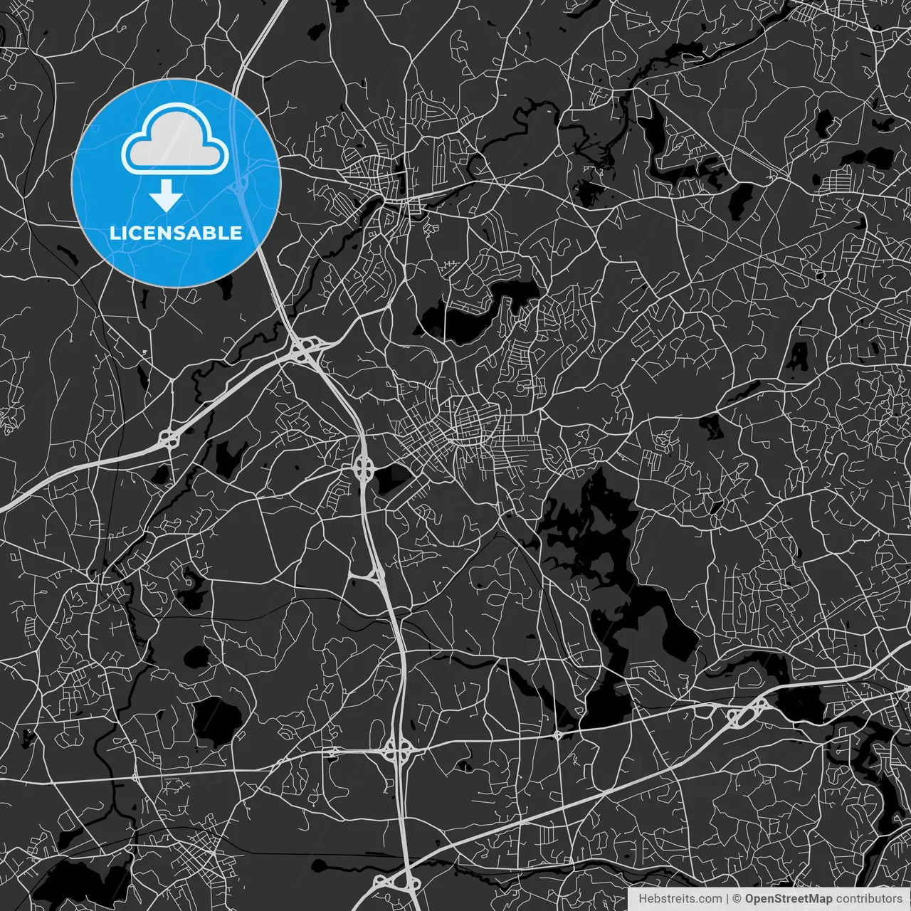 Marlborough, Massachusetts - Area Map - Dark