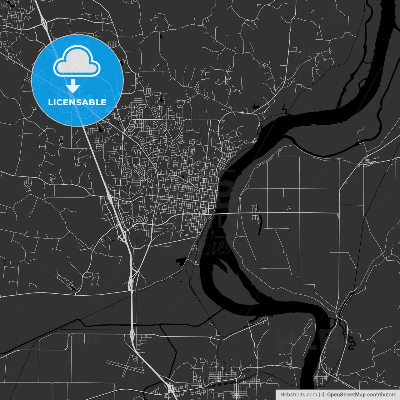 Cape Girardeau, Missouri - Area Map - Dark