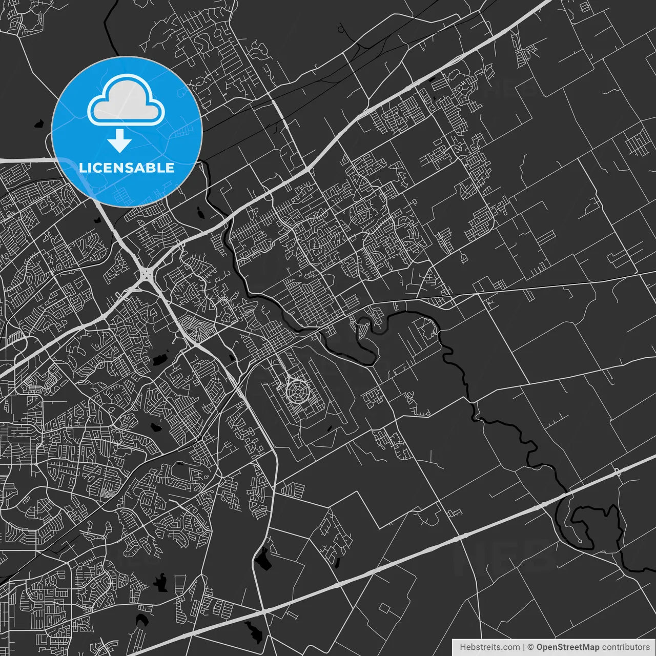 Schertz, Texas - Area Map - Dark