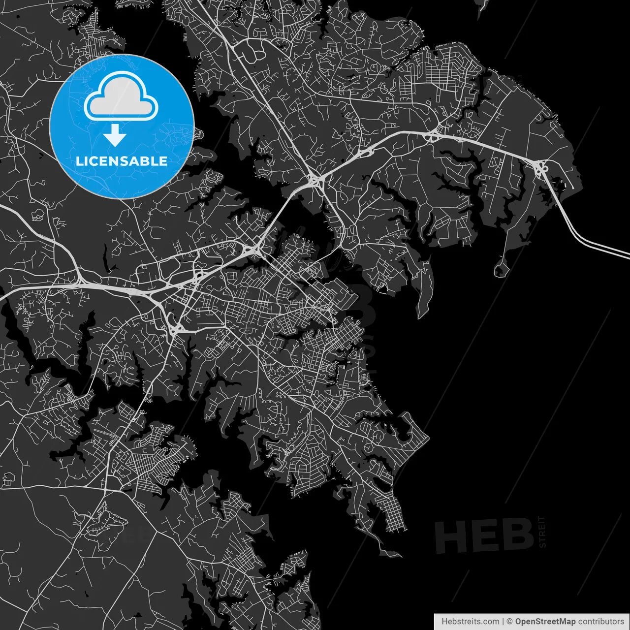 Annapolis, Maryland - Area Map - Dark