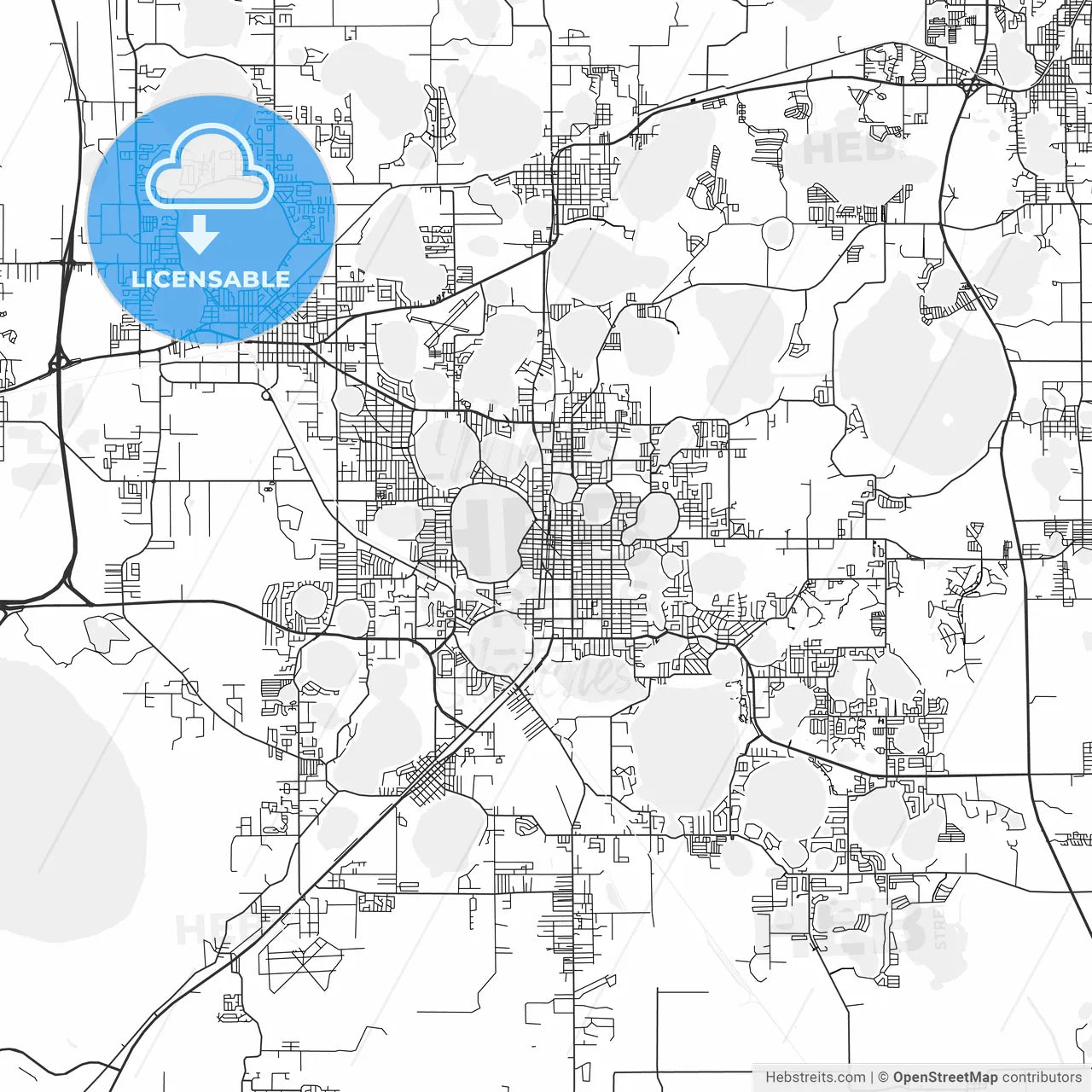 Winter Haven, Florida - Area Map - Light