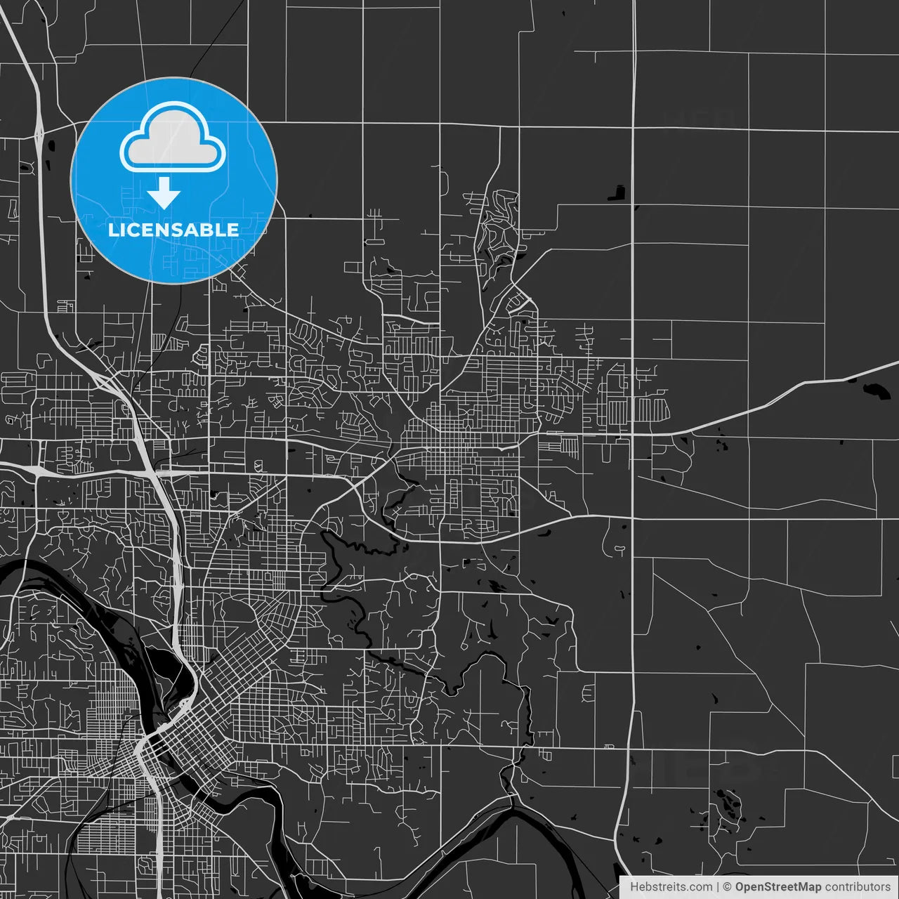 Marion, Iowa - Area Map - Dark