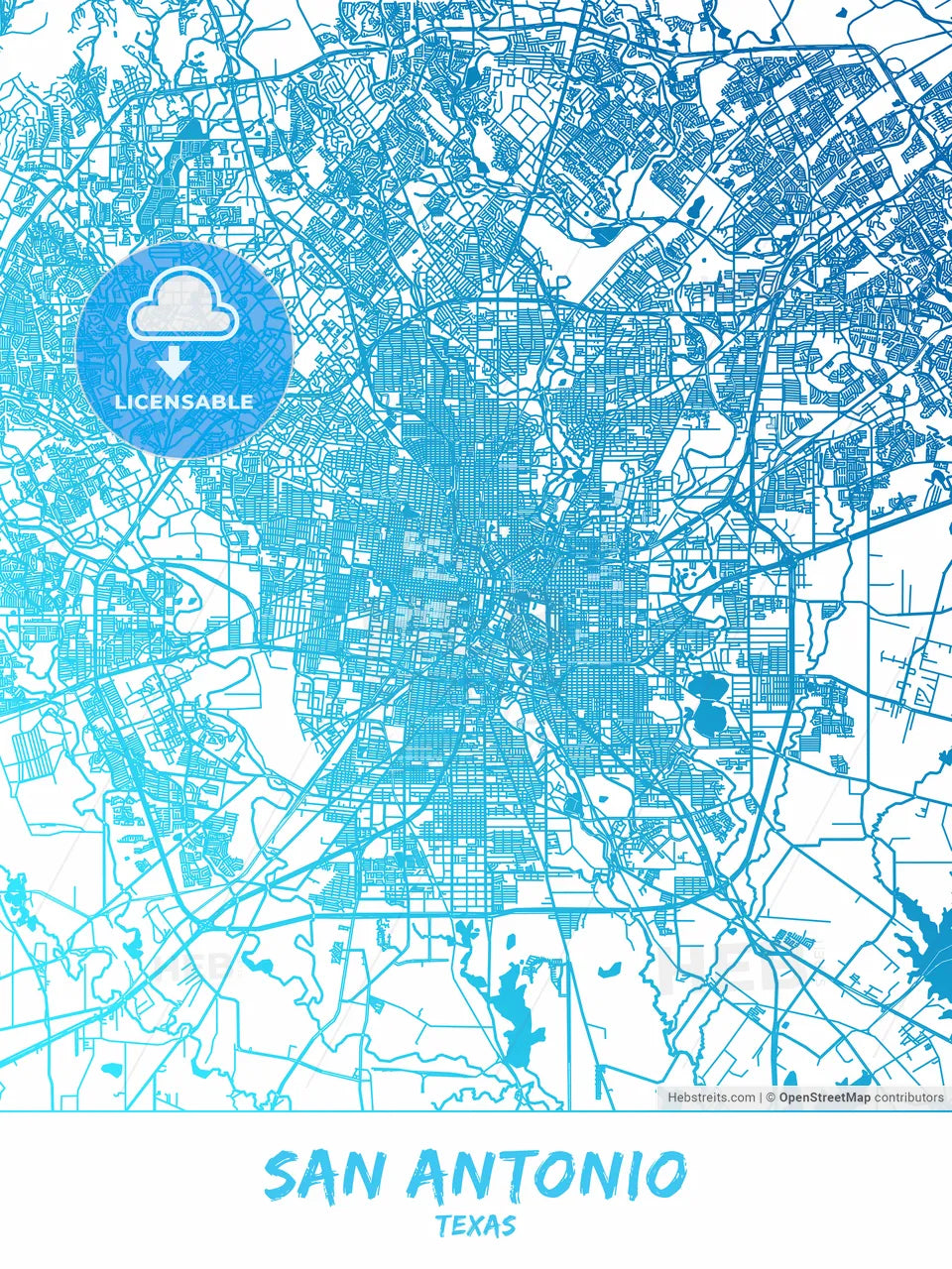 San Antonio, Texas - Map Poster Design