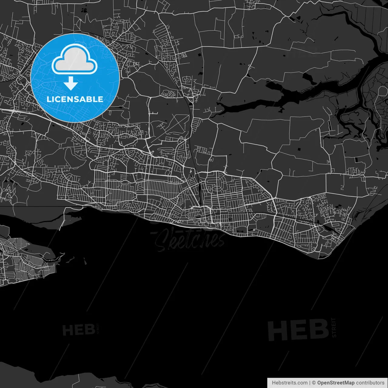 Southend-on-Sea, England, UK - Area Map - Dark