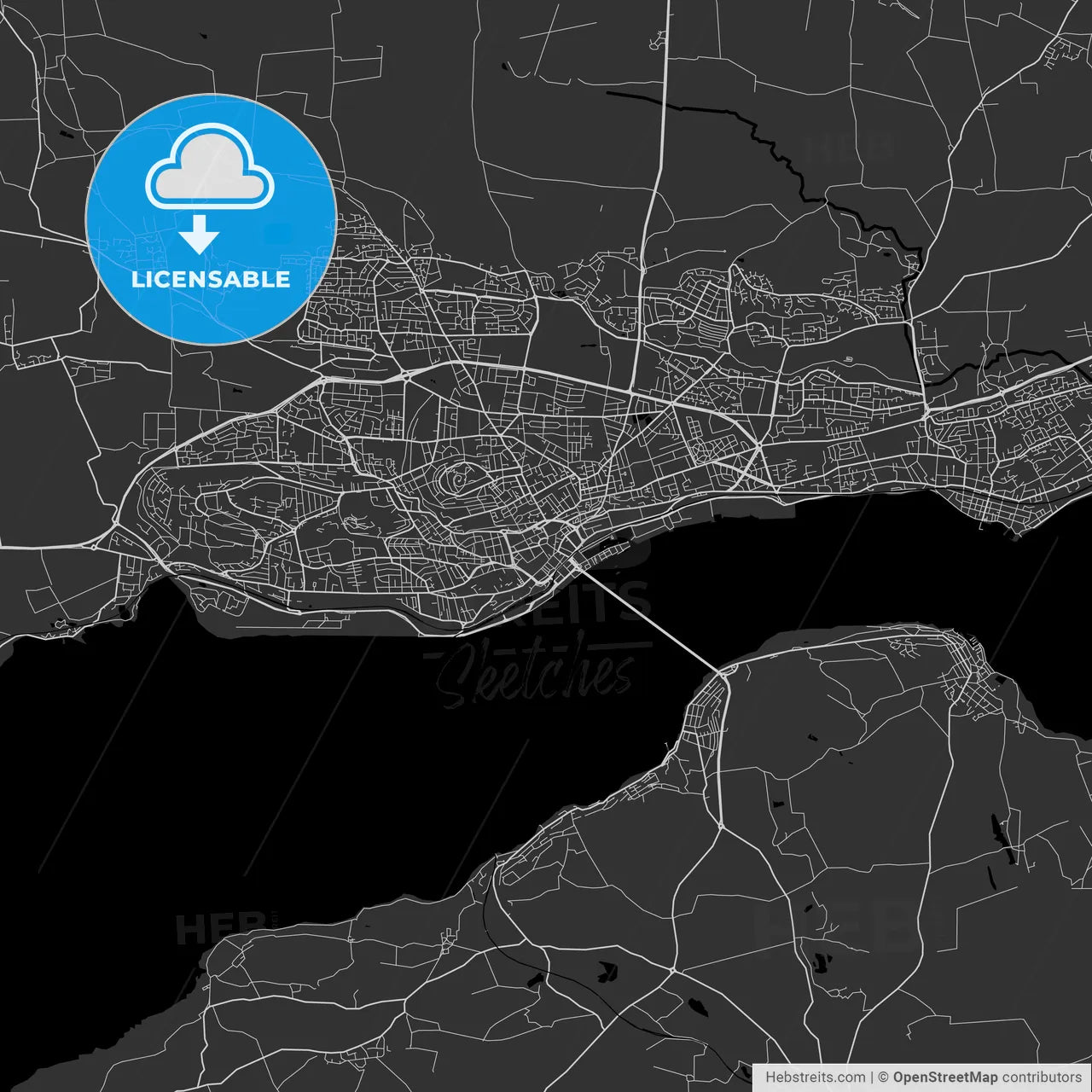 Dundee, Scotland, UK - Area Map - Dark