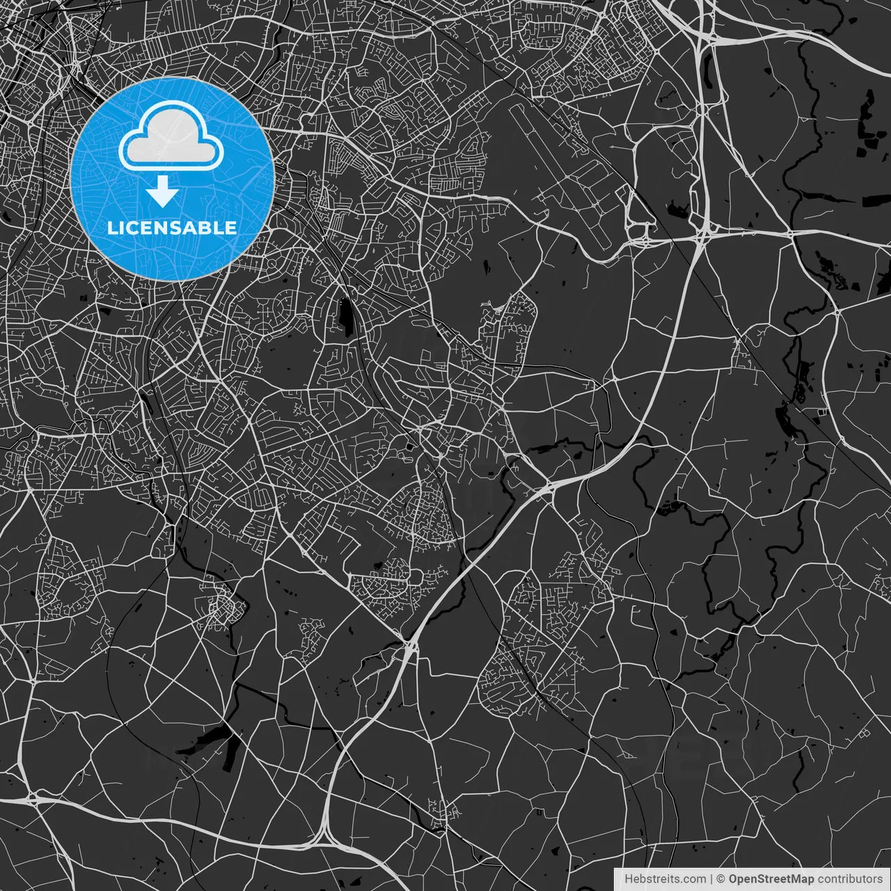 Solihull, England, UK - Area Map - Dark