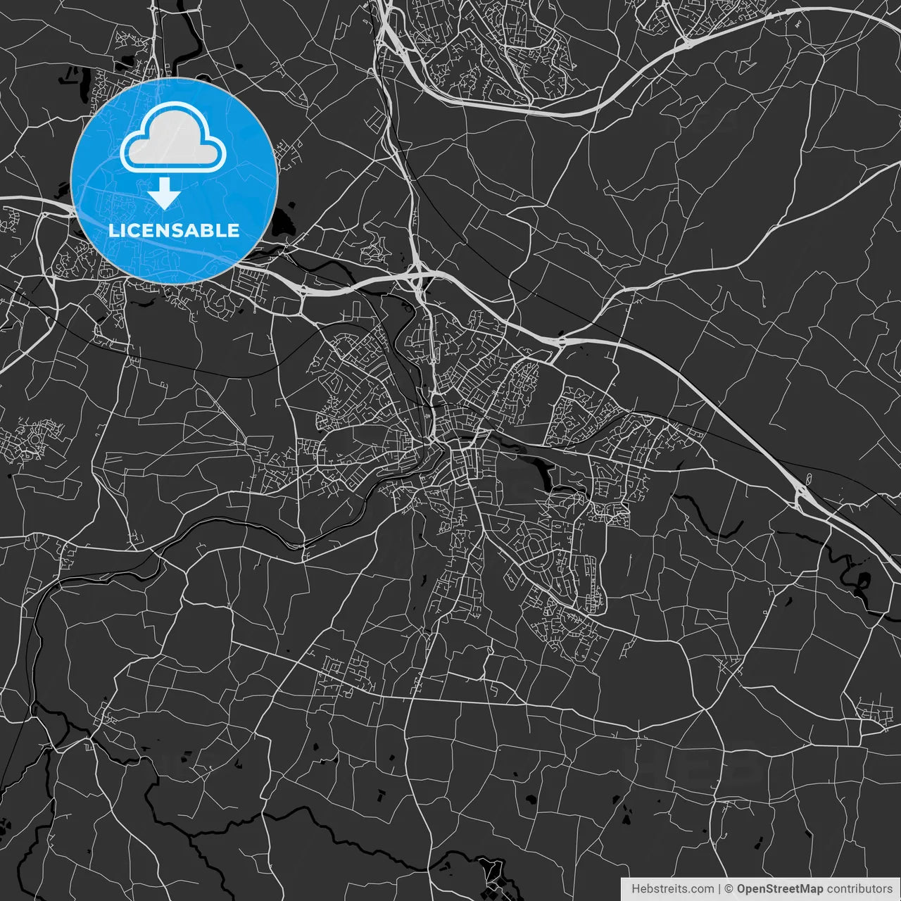 Maidstone, England, UK - Area Map - Dark